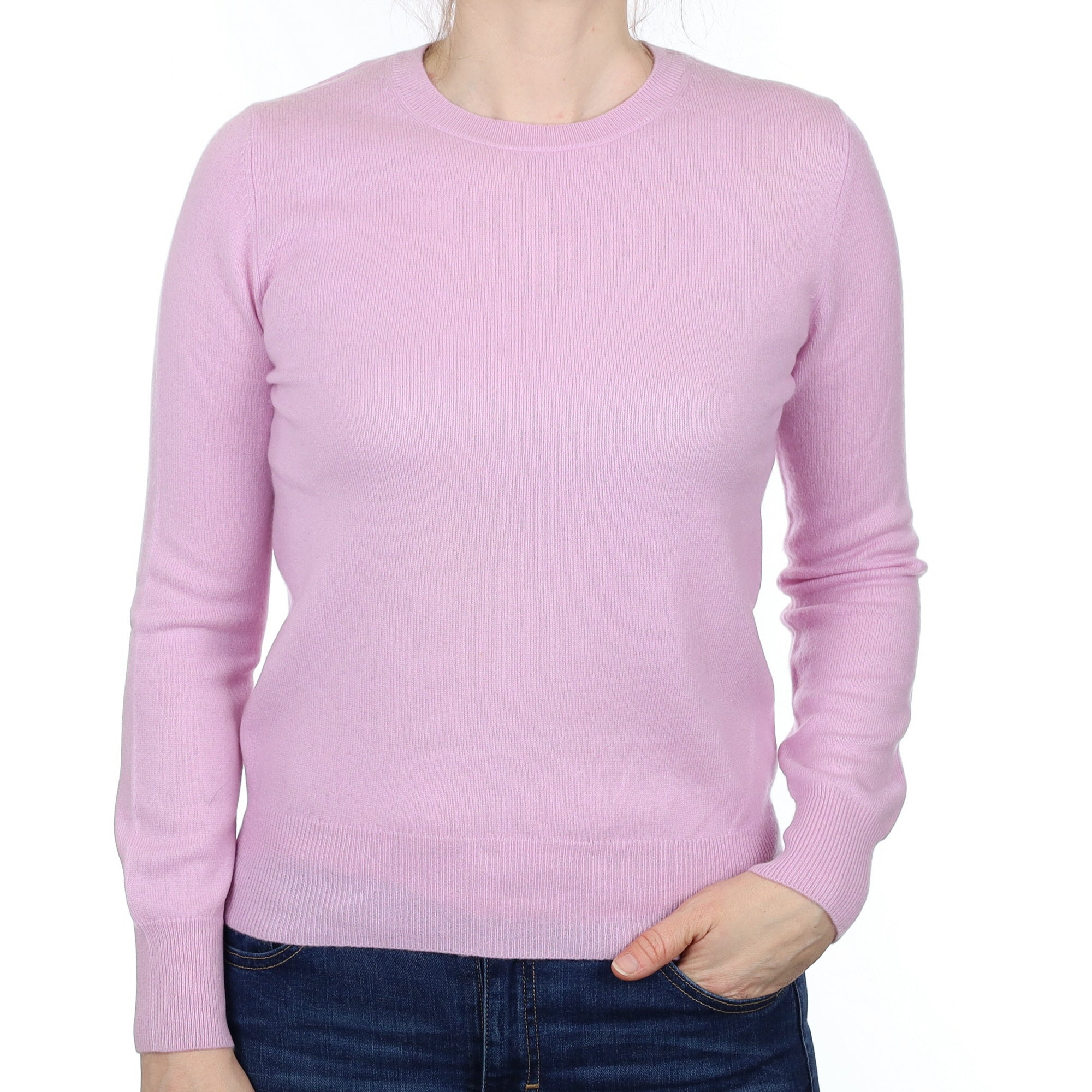 Mauve Pink Cashmere Crew Neck Jumper Small