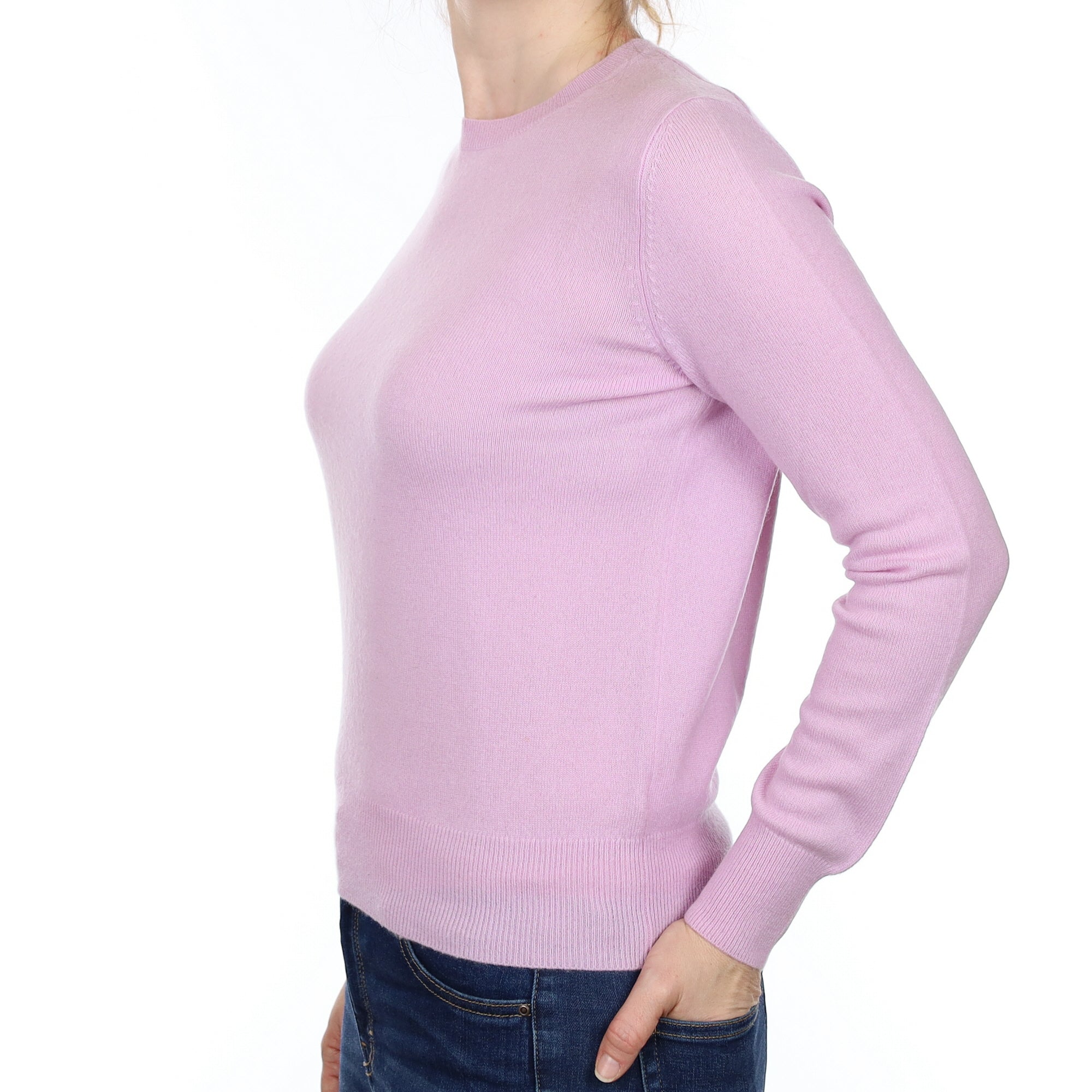 Mauve Pink Cashmere Crew Neck Jumper Small