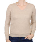 Fawn Cashmere V Neck Jumper Small