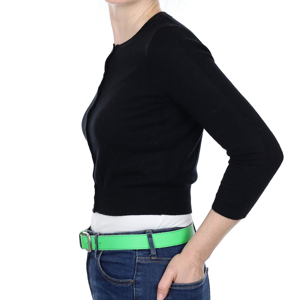 Black Cashmere Crew Neck Cardigan Small
