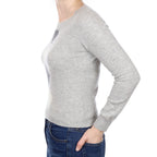 Smoke Grey Diamond Pattern Cashmere Crew Neck Jumper Small