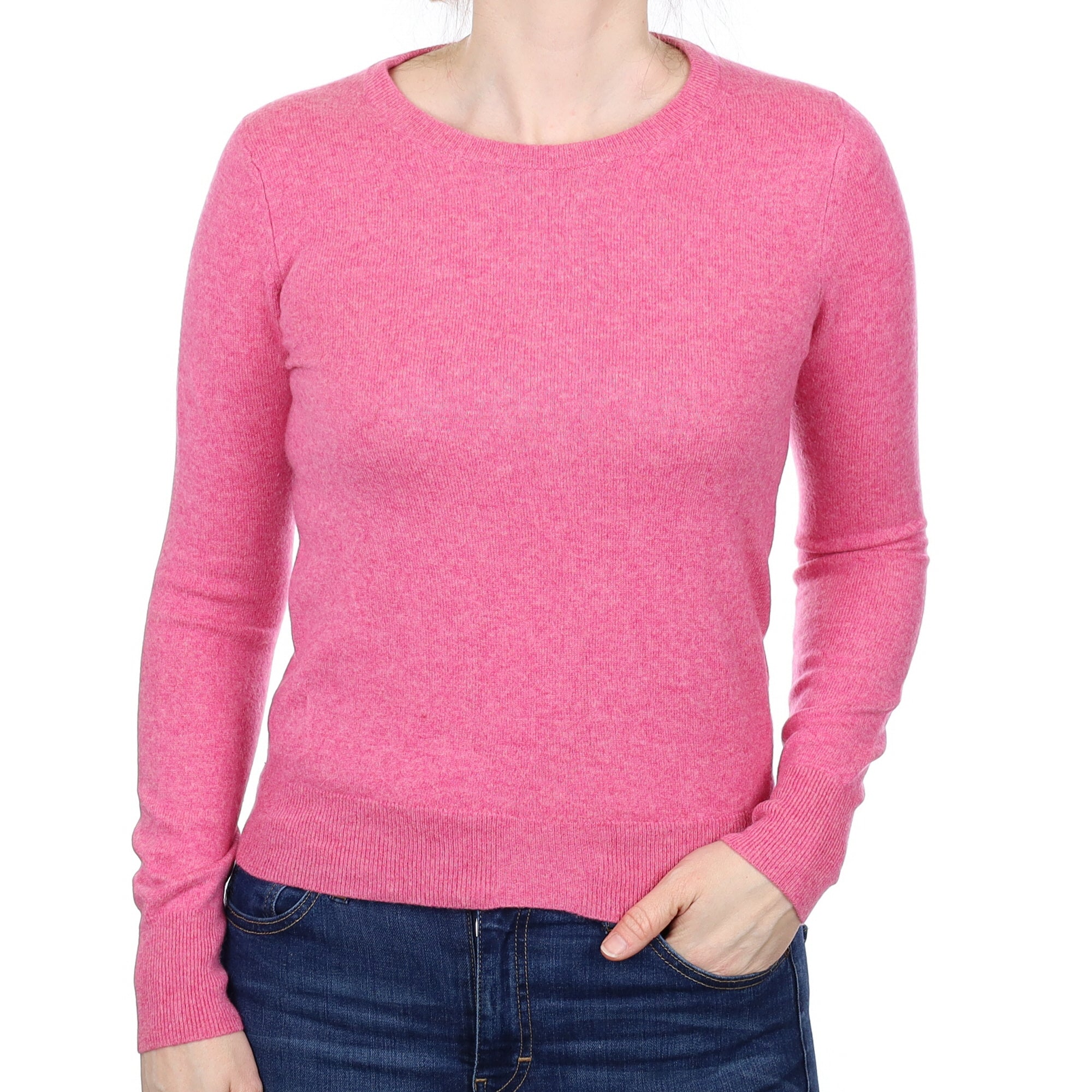 Bubblegum Marl Cashmere Crew Neck Jumper Small