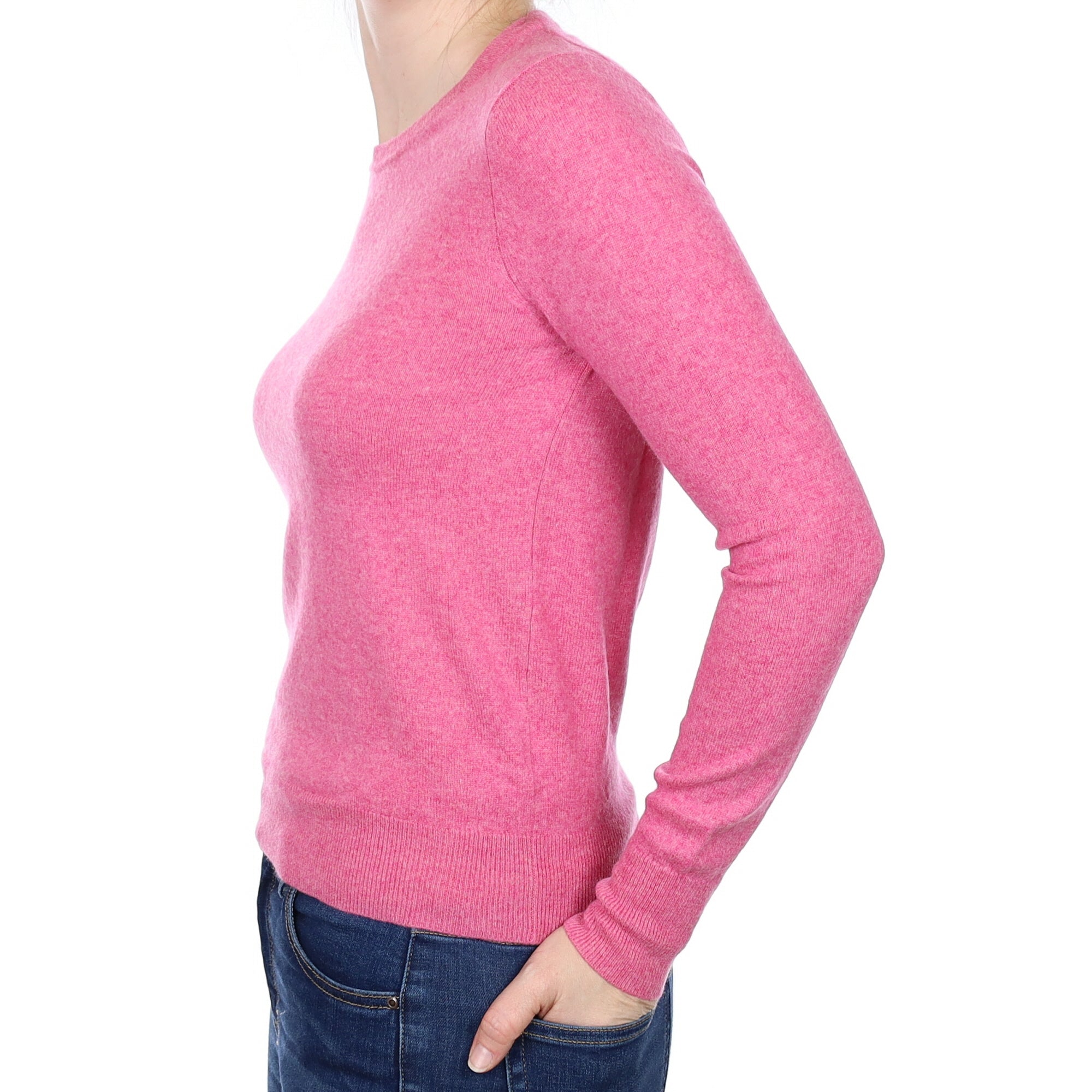 Bubblegum Marl Cashmere Crew Neck Jumper Small