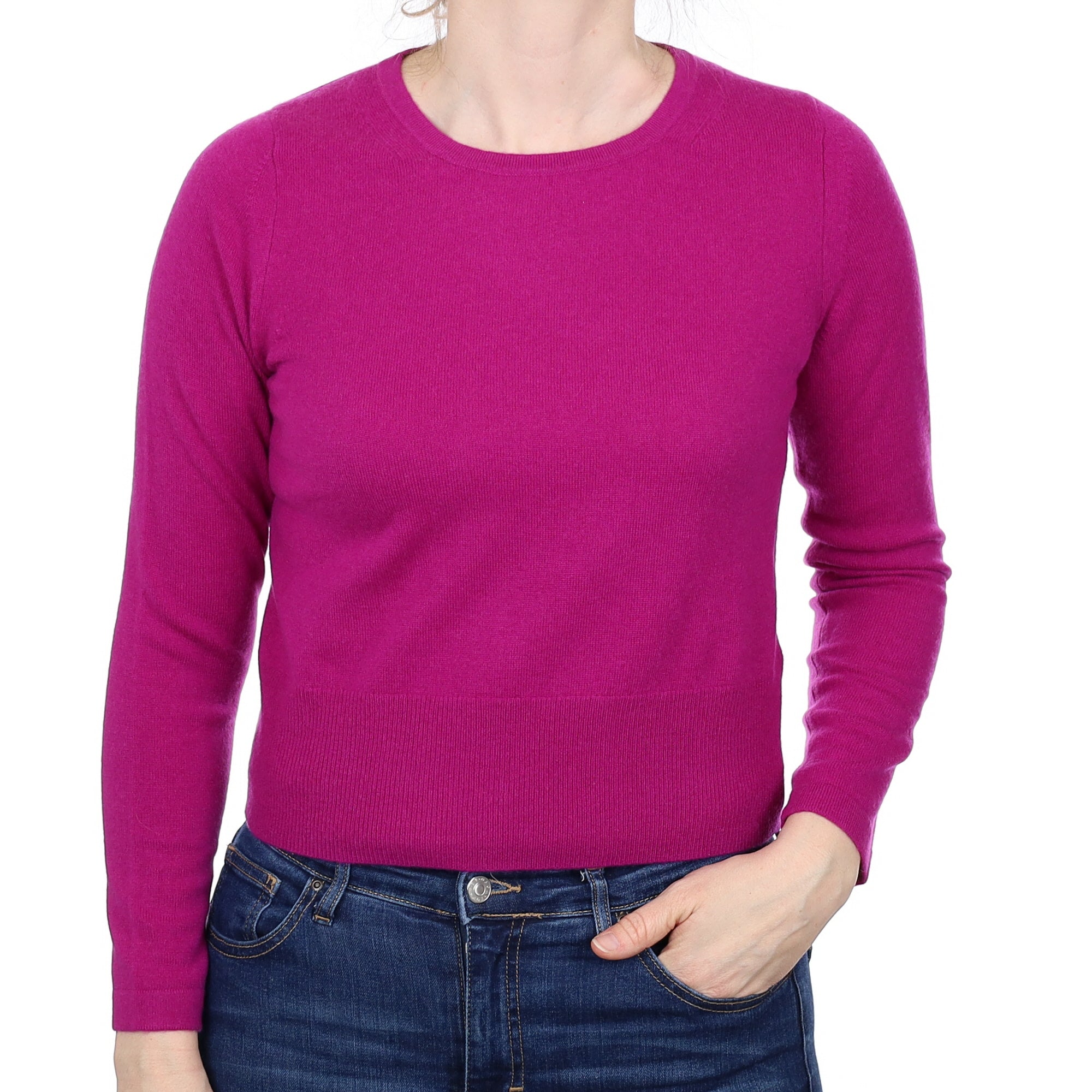 Brand New Magenta Purple Cashmere Crew Neck Jumper Small