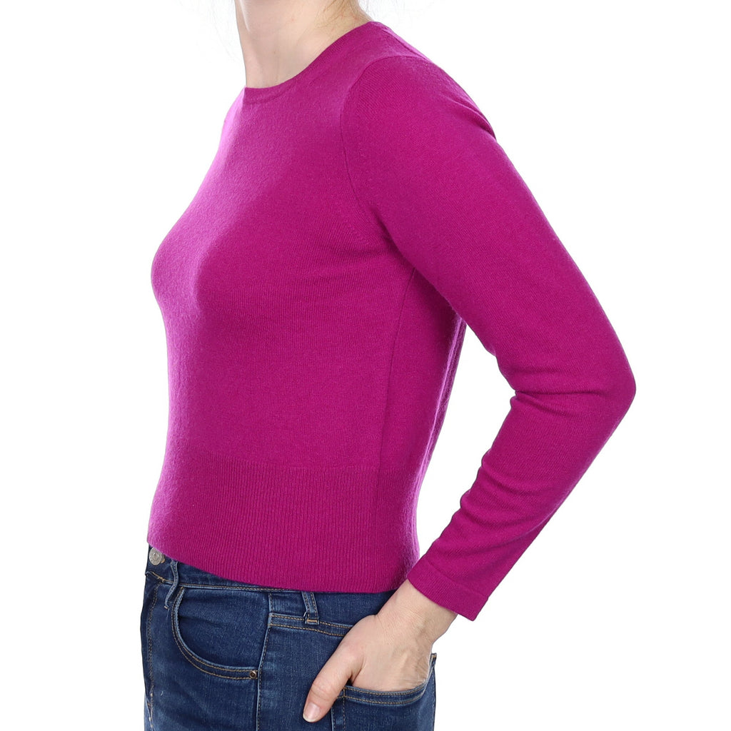 Brand New Magenta Purple Cashmere Crew Neck Jumper Small