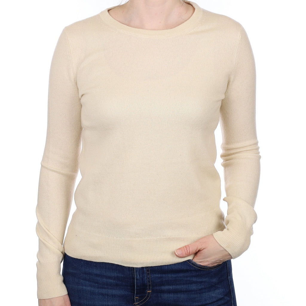 Vanilla Cream Cashmere Crew Neck Jumper Small