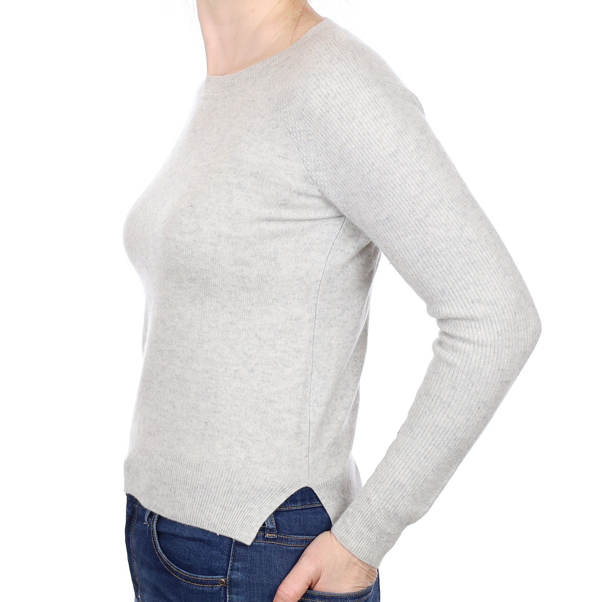 Mist Grey Cashmere Crew Neck Jumper Small