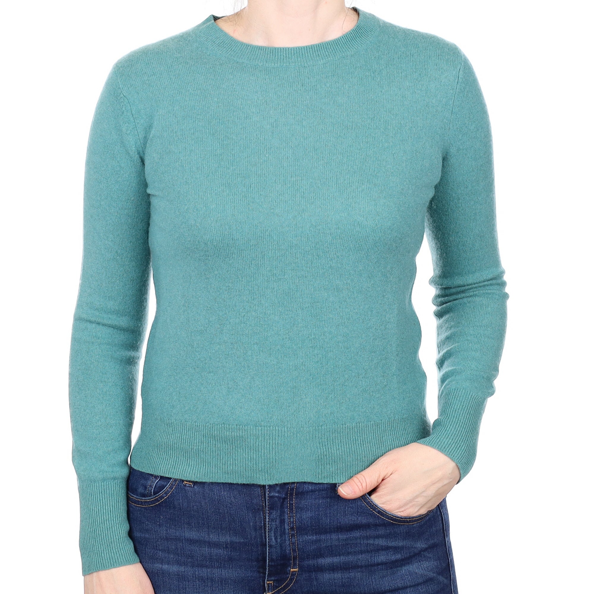 Sea Green Cashmere Crew Neck Jumper Small