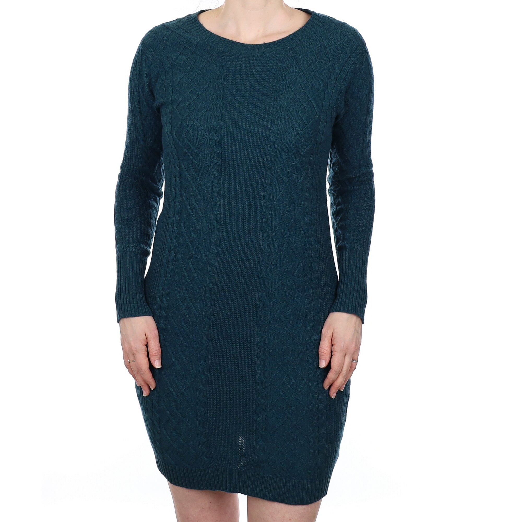 Brora Forest Green Cashmere Crew Neck Dress Small