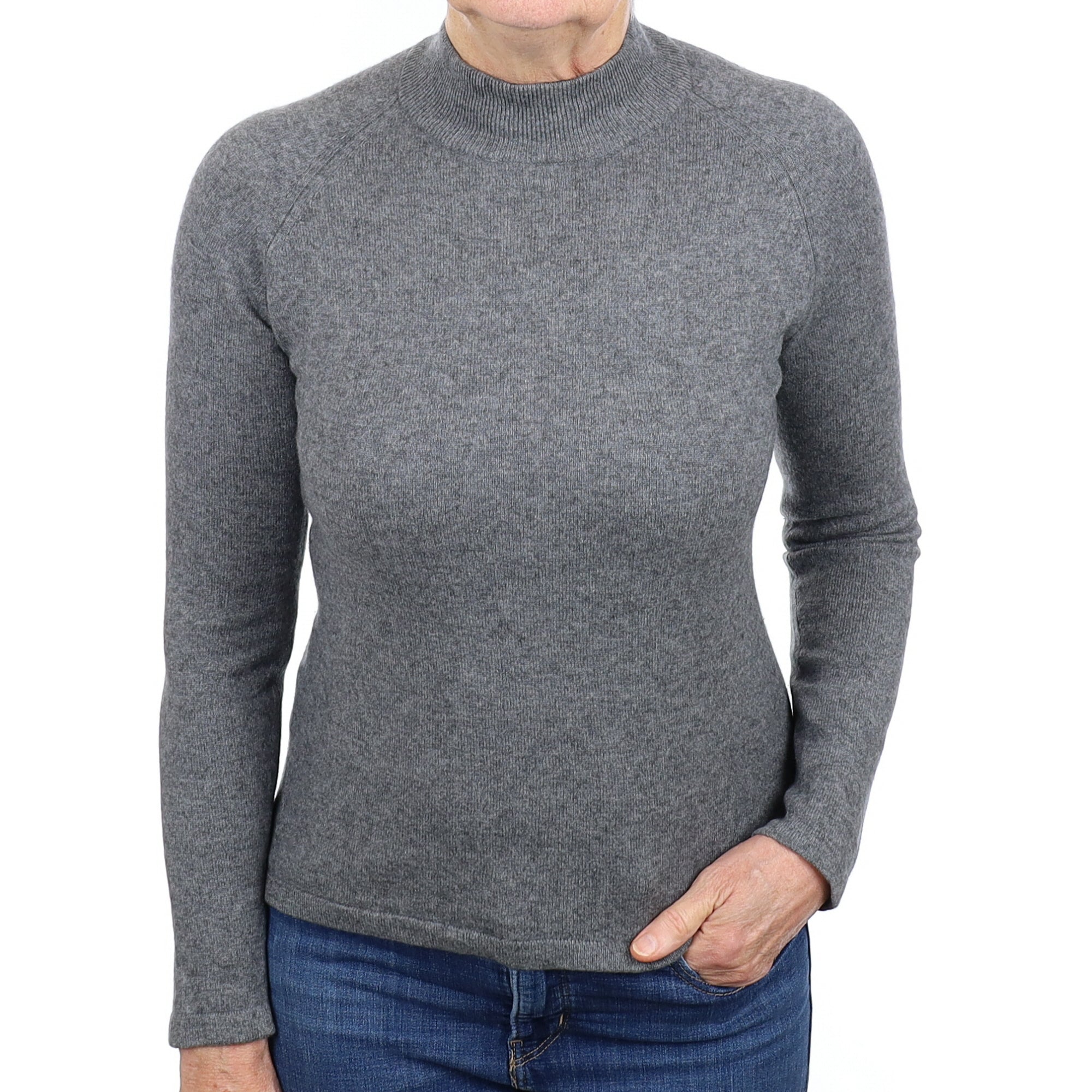 Slate Grey Cashmere Turtleneck Jumper Medium