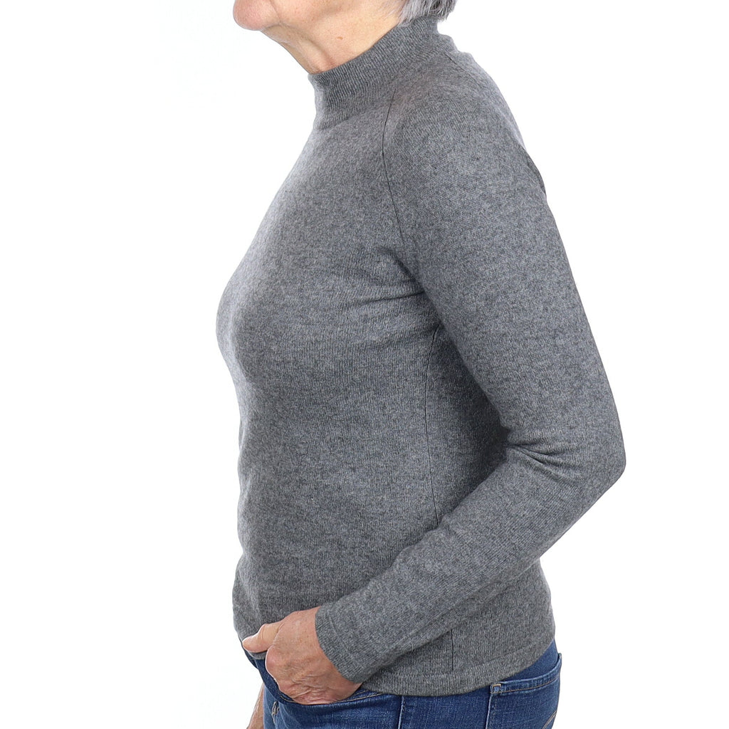 Slate Grey Cashmere Turtleneck Jumper Medium