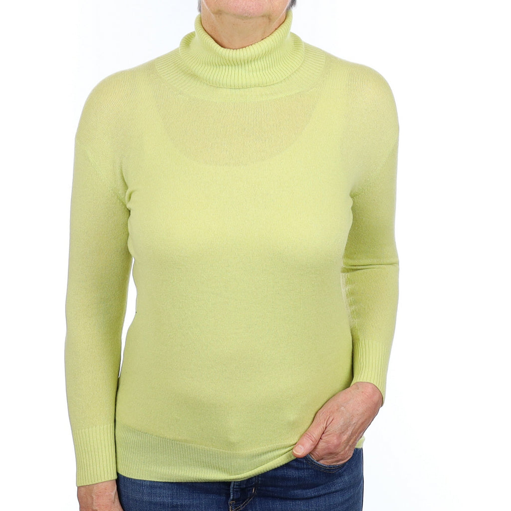 Chartreuse Cashmere Polo Neck Jumper Medium