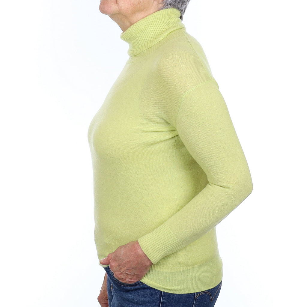 Chartreuse Cashmere Polo Neck Jumper Medium