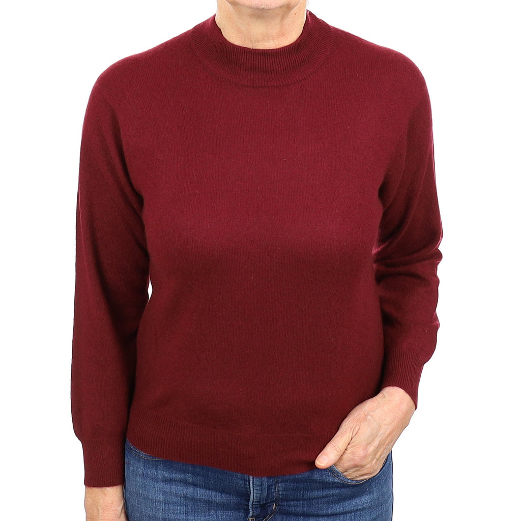 Burgundy Red Cashmere Turtleneck Jumper Medium