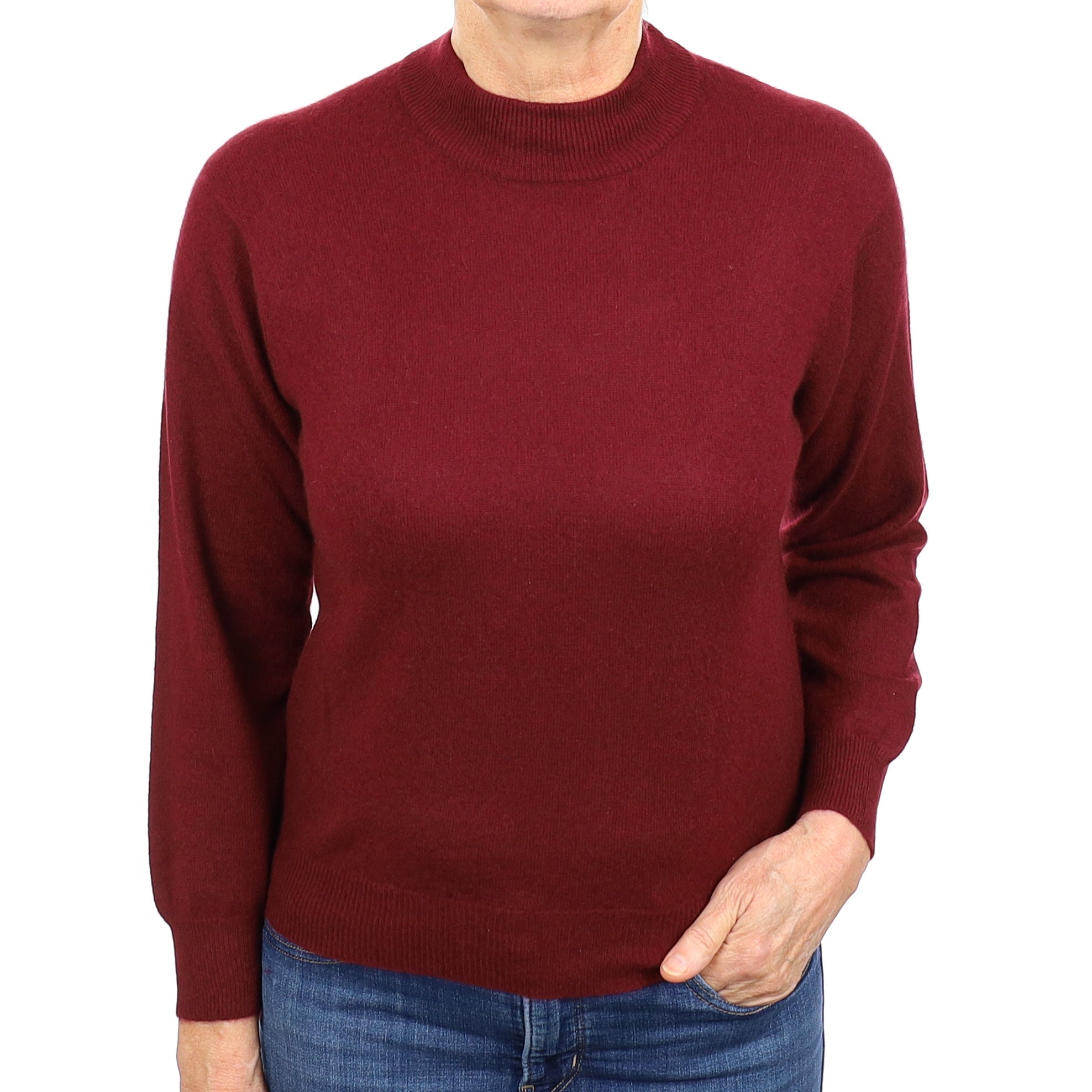 Burgundy Red Cashmere Turtleneck Jumper Medium