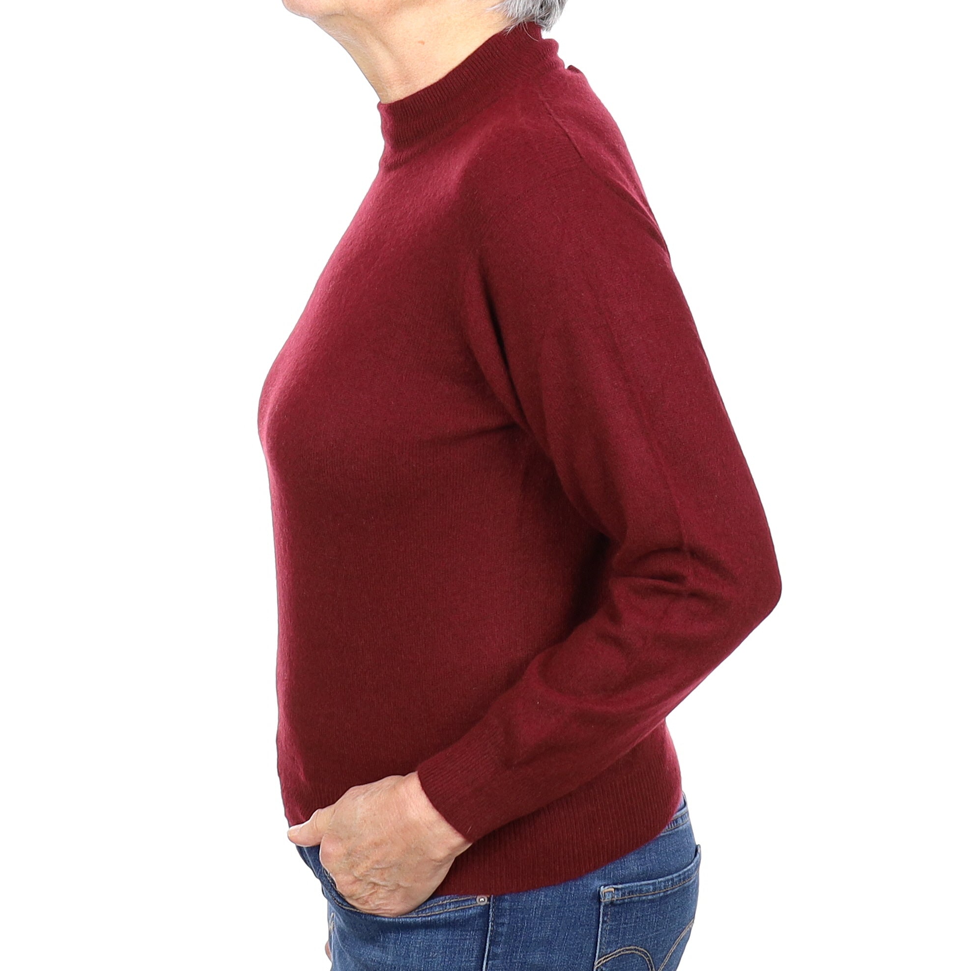 Burgundy Red Cashmere Turtleneck Jumper Medium