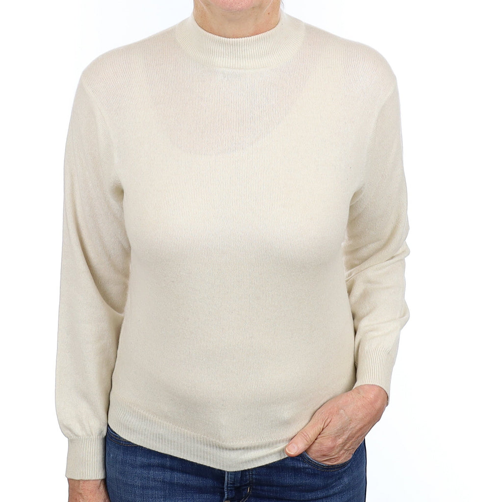 Vanilla Cream Cashmere Turtleneck Jumper Medium
