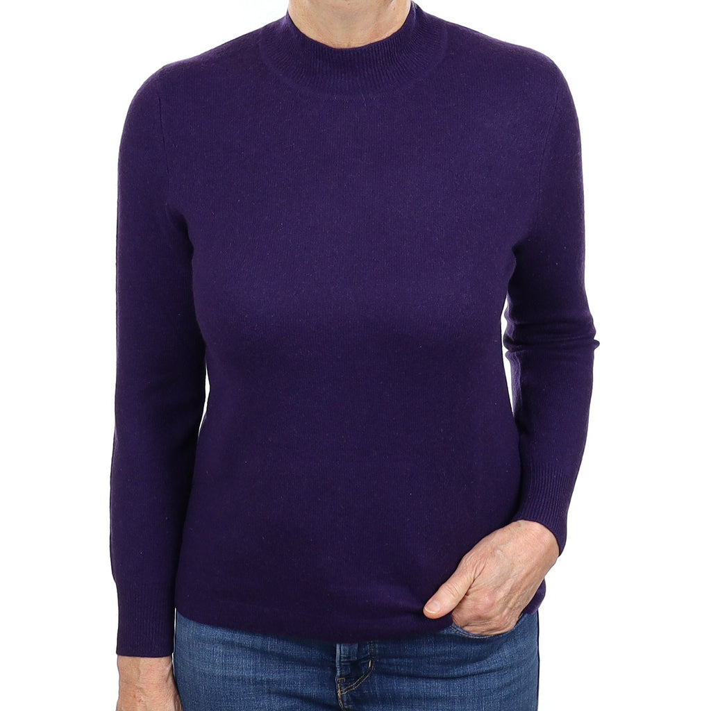 Iris Purple Cashmere Turtleneck Jumper Medium