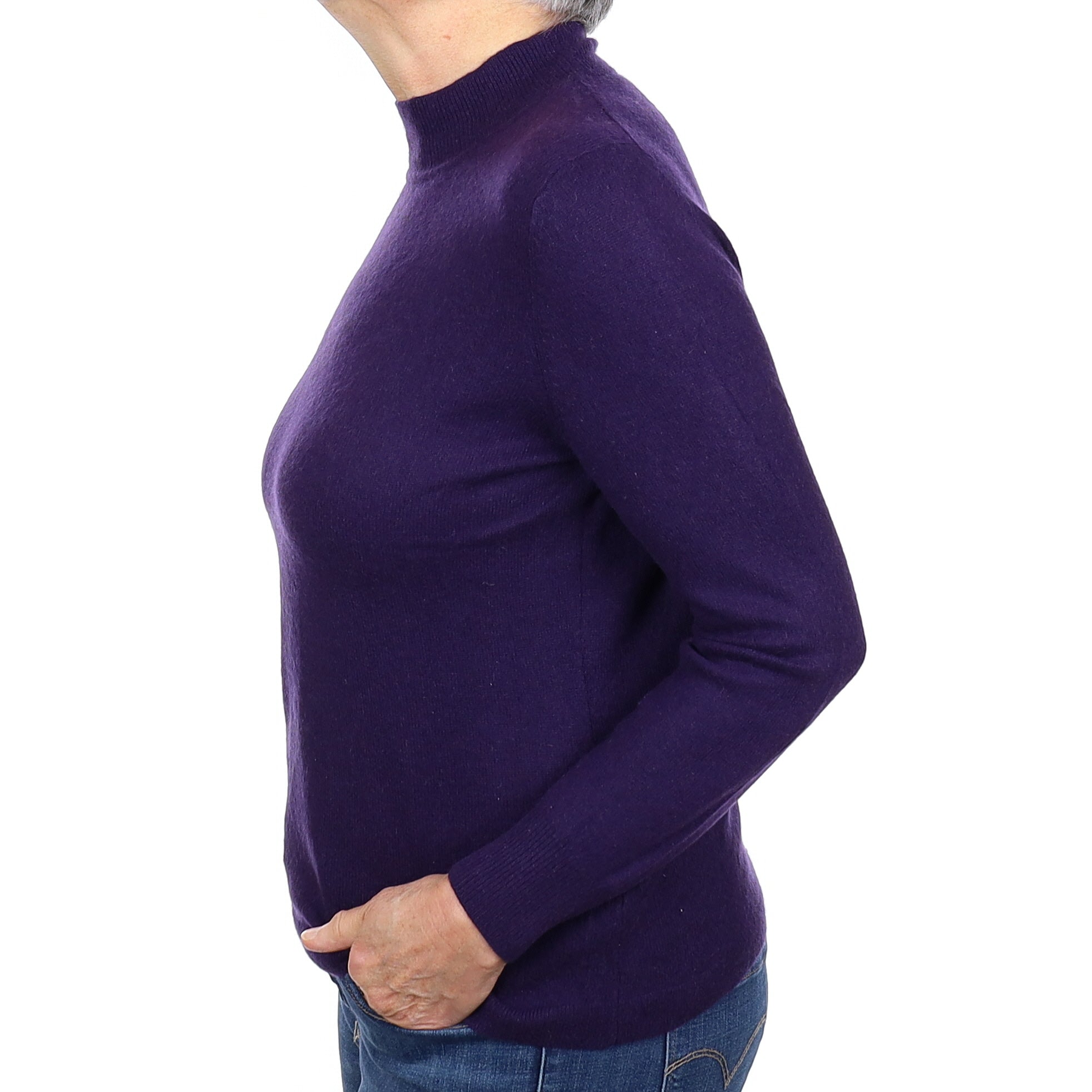 Iris Purple Cashmere Turtleneck Jumper Medium