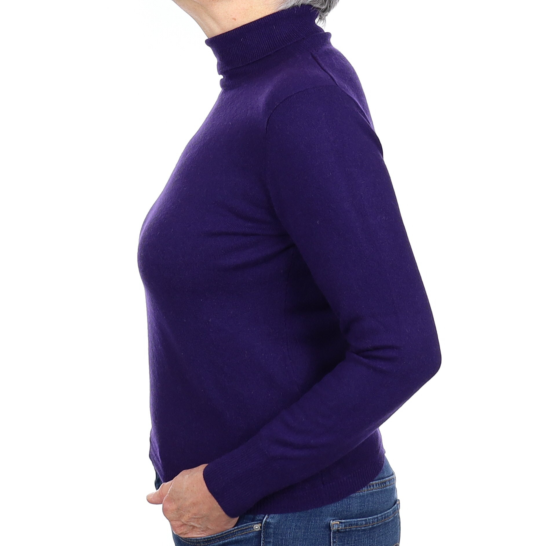 Iris Purple Cashmere Polo Neck Jumper Medium