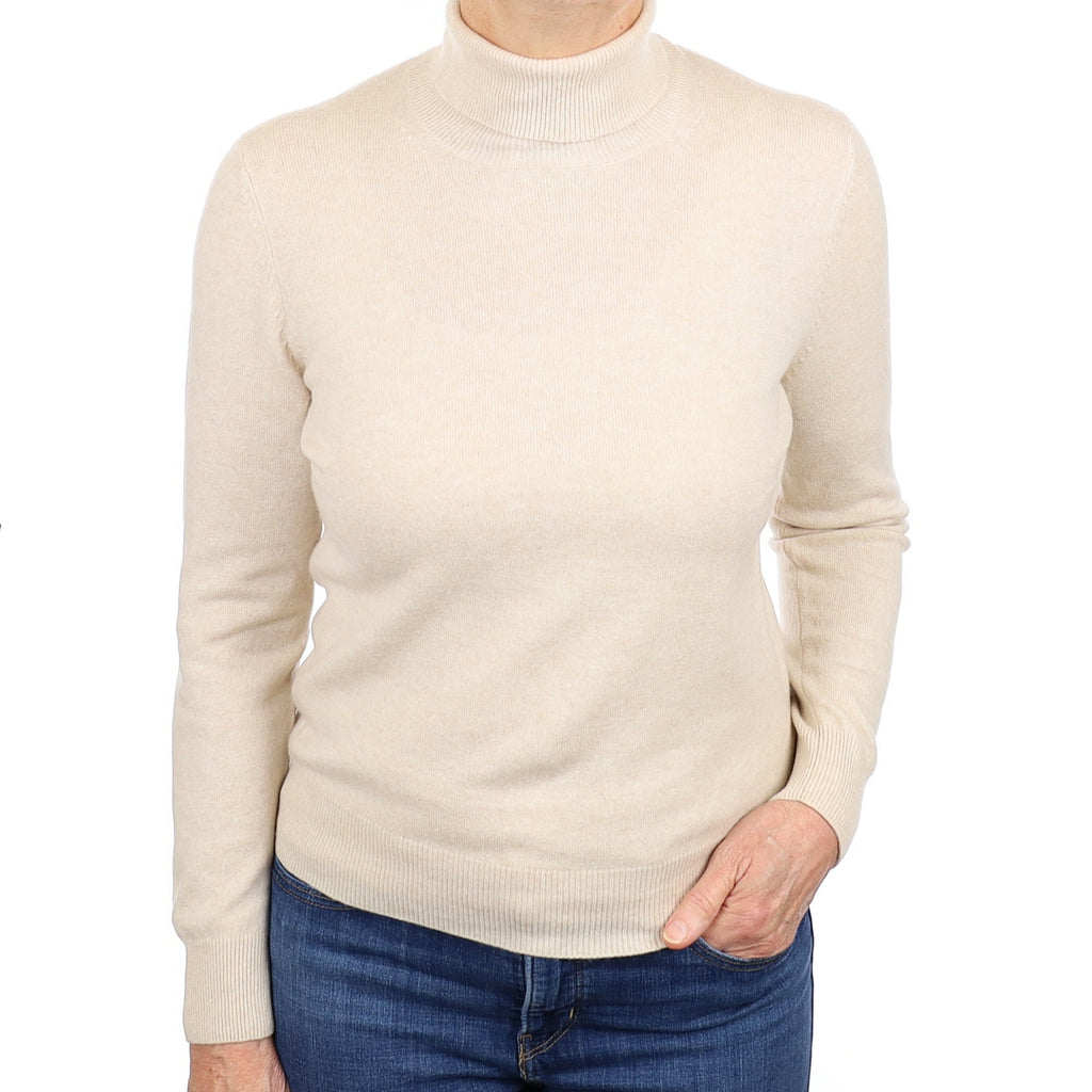 Oatmeal Cashmere Polo Neck Jumper Medium