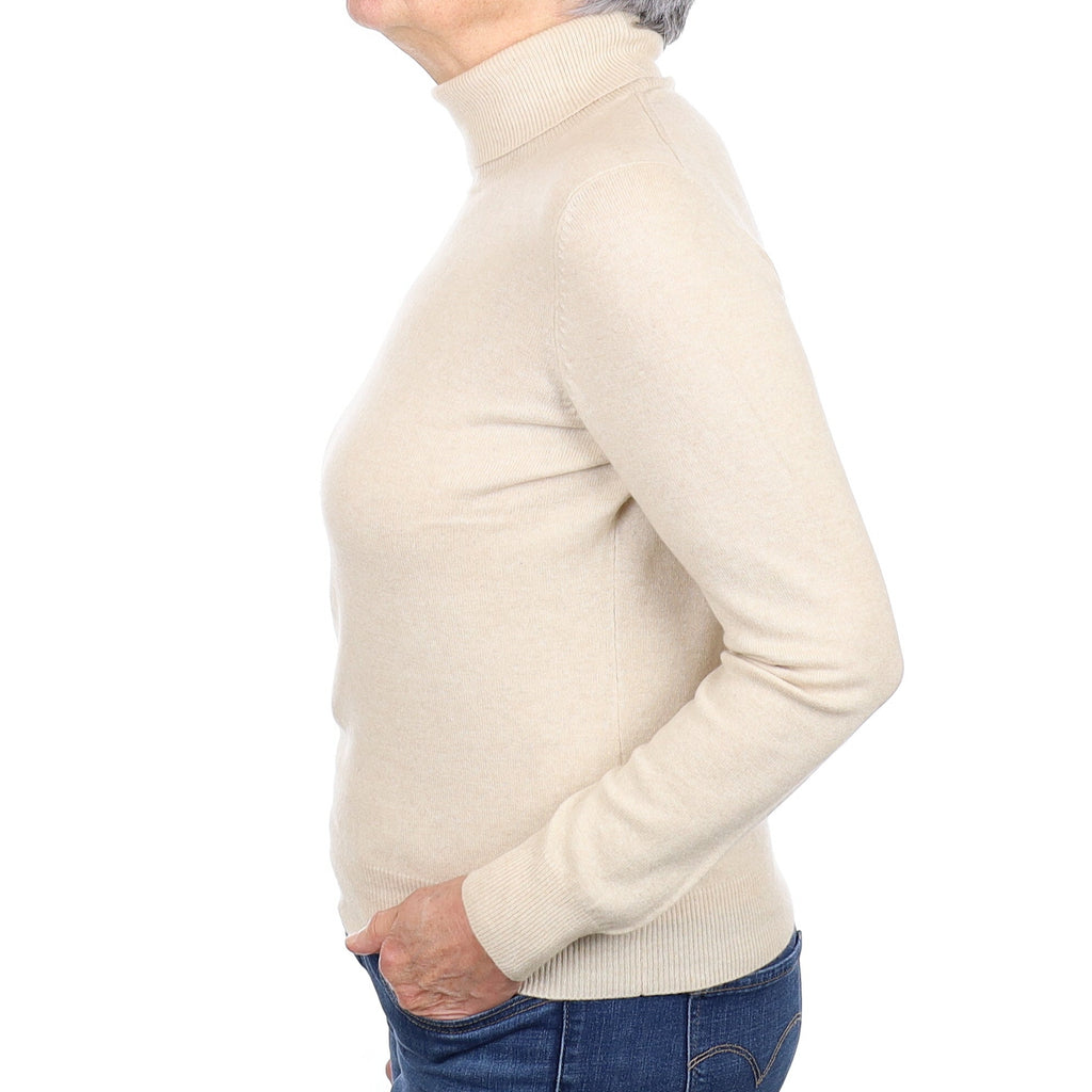 Oatmeal Cashmere Polo Neck Jumper Medium
