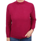 Cherry Pink Rib Front Cashmere Turtleneck Jumper Medium