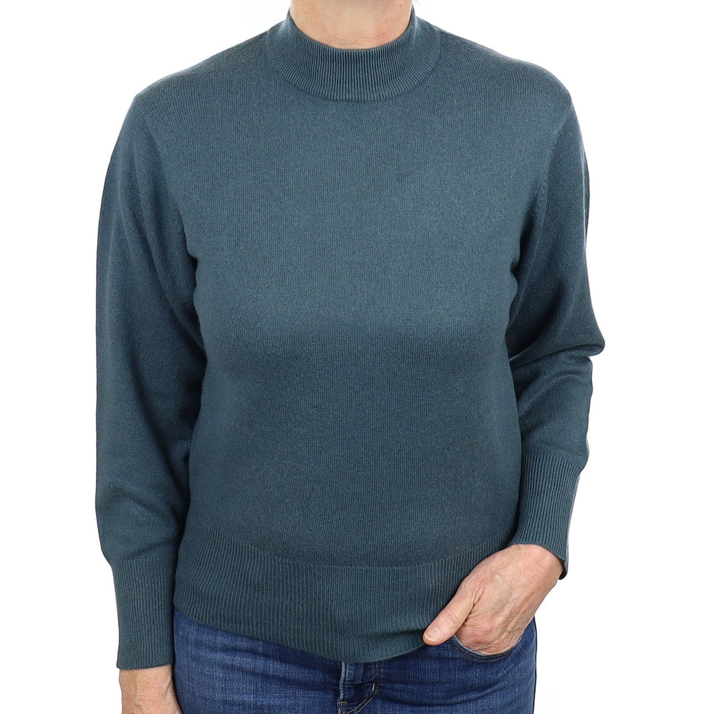 Ocean Green Cashmere Turtle Neck Jumper Medium
