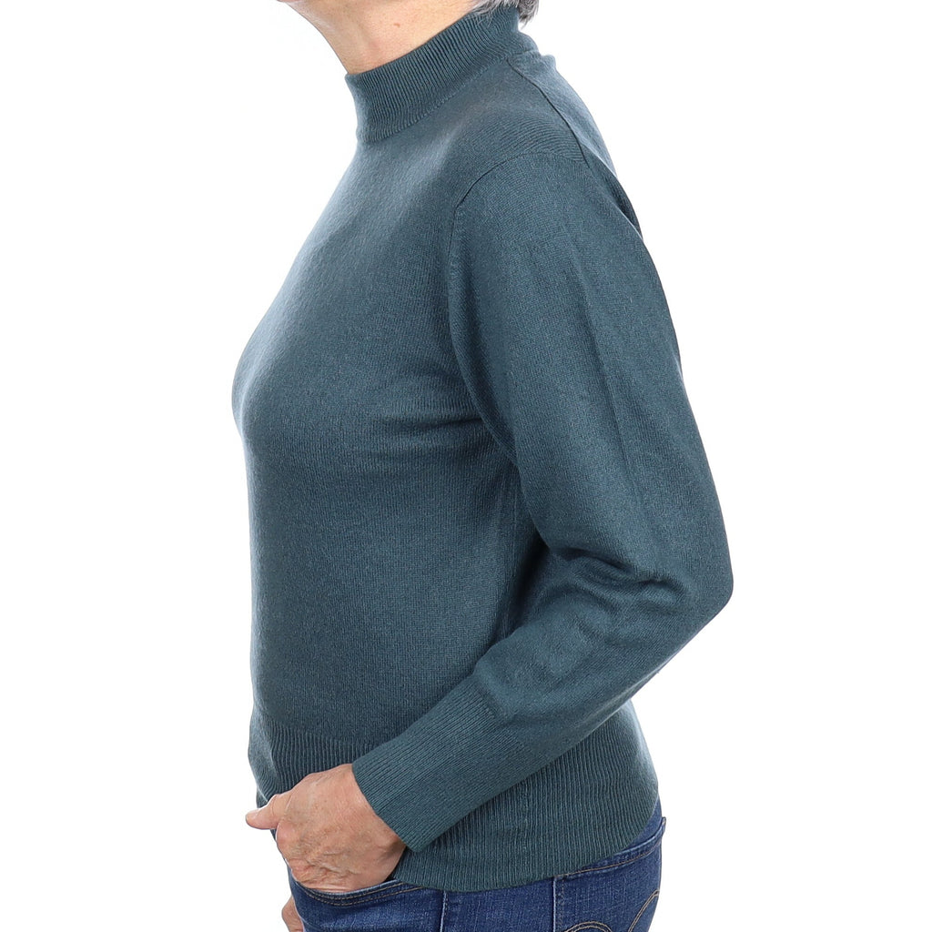 Ocean Green Cashmere Turtle Neck Jumper Medium