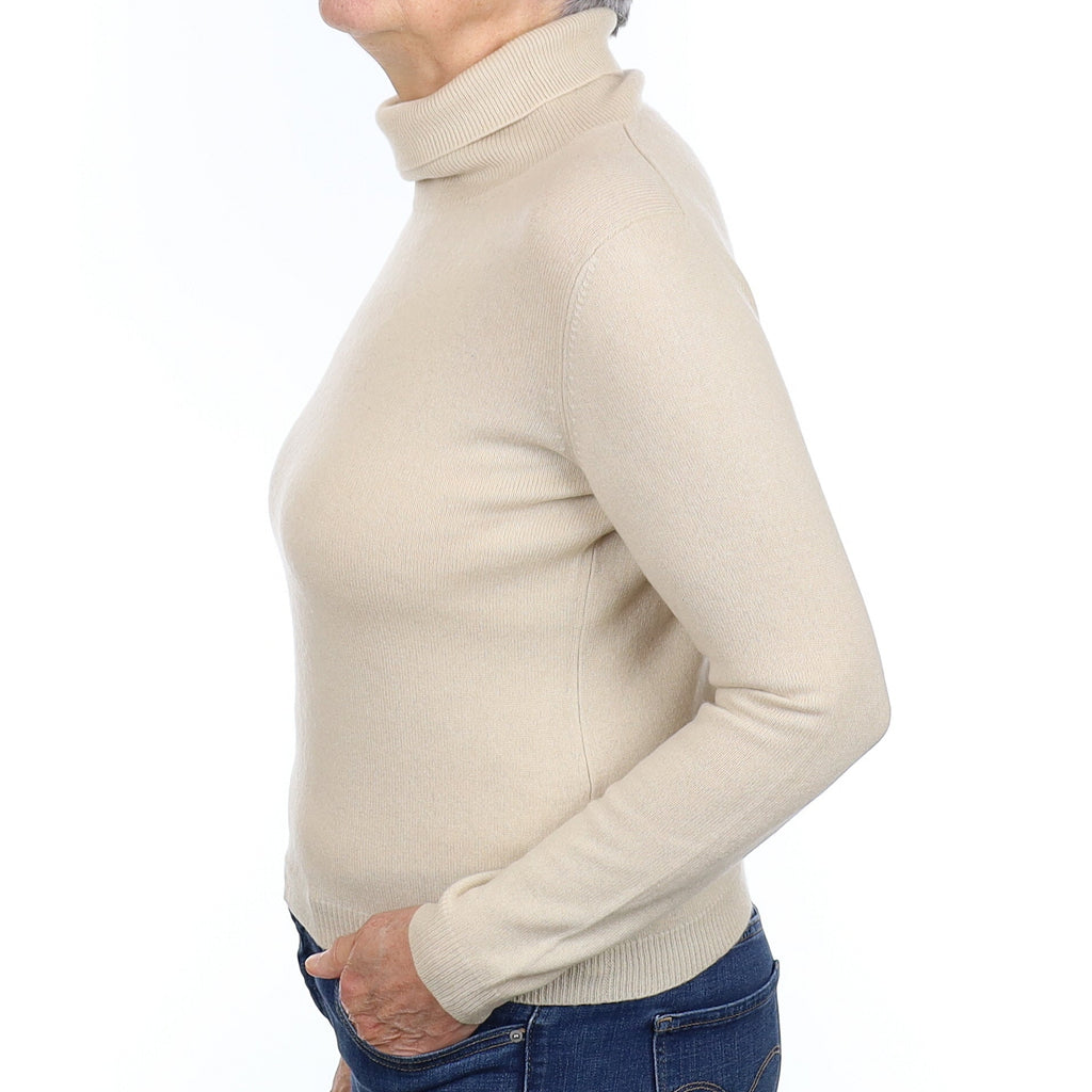 Oatmeal Cashmere Polo Neck Jumper Medium
