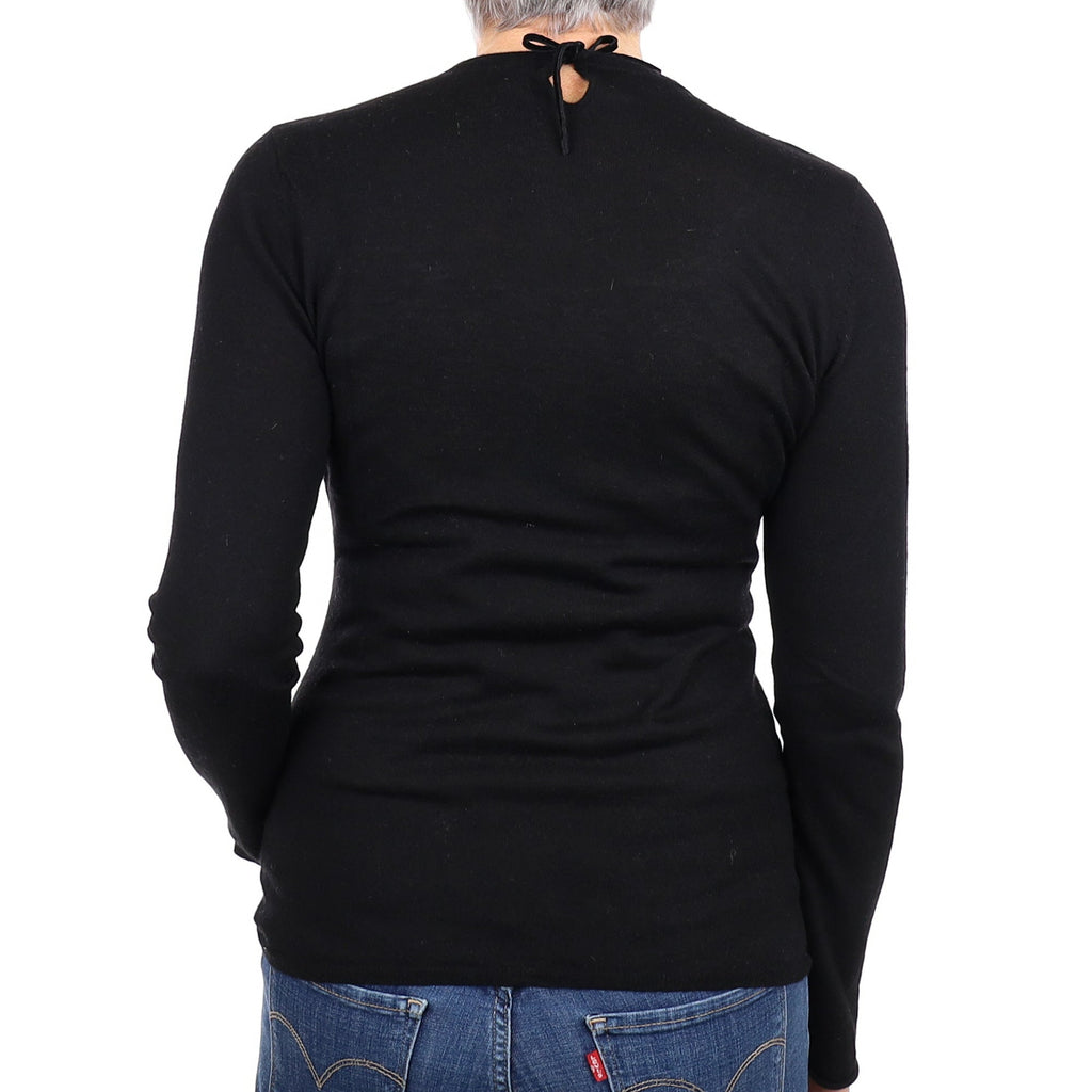 Black Fine Knit Cashmere Crew Neck Jumper Medium