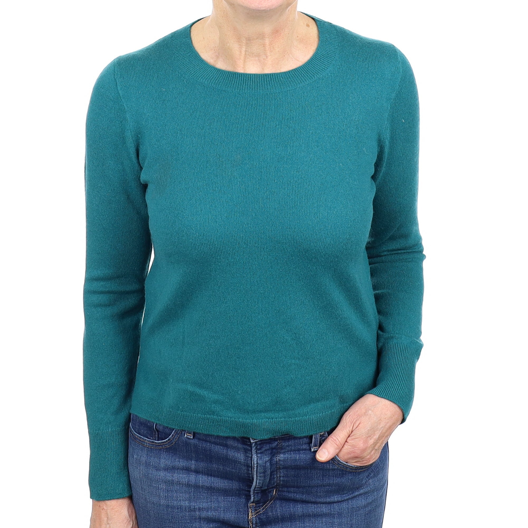 Sea Green Cashmere Crew Neck Jumper Medium