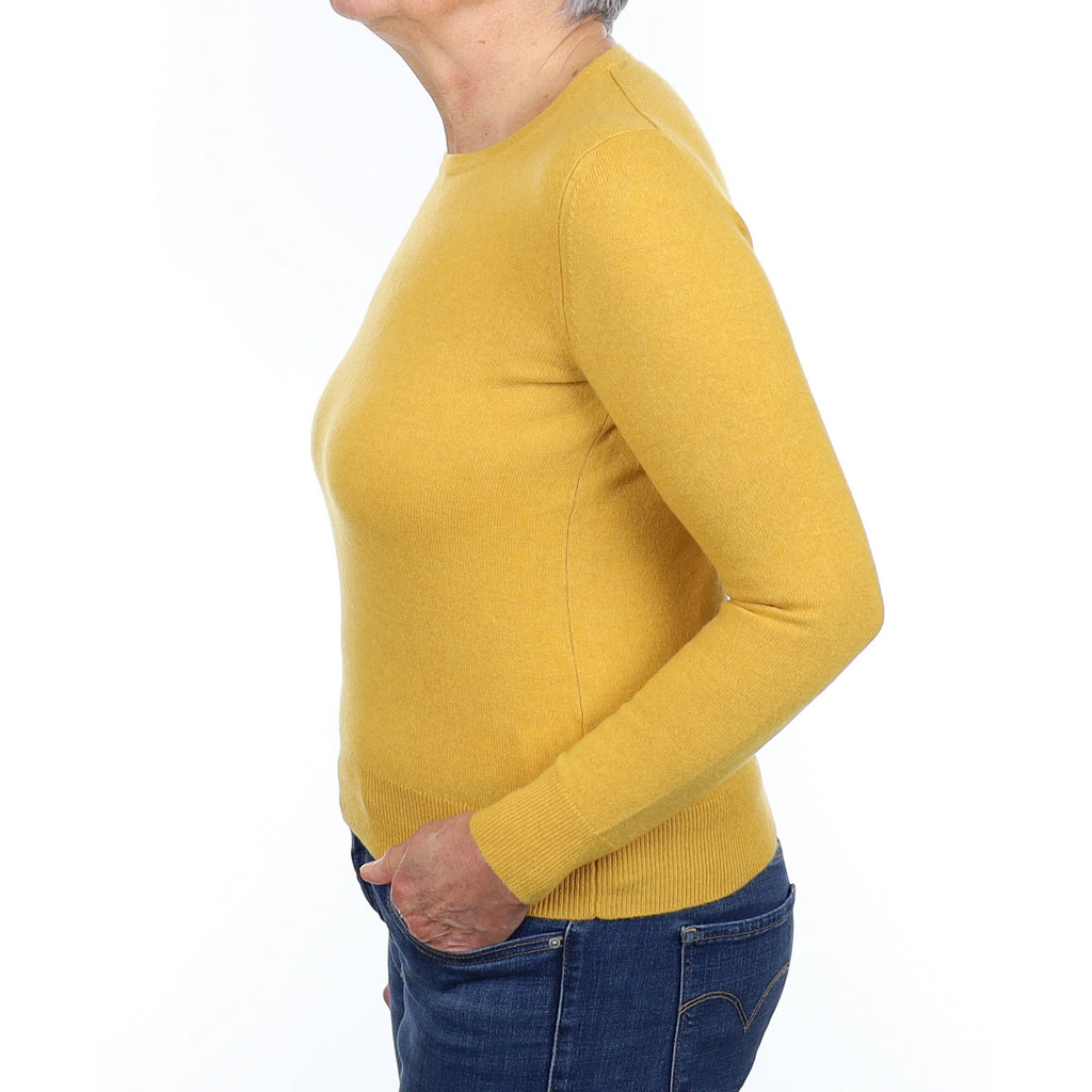 Mustard Yellow Cashmere Crew Neck Jumper Medium
