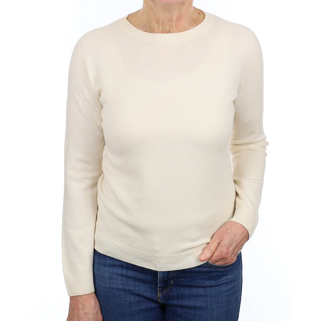 Vanilla Cream Cashmere Crew Neck Jumper Medium