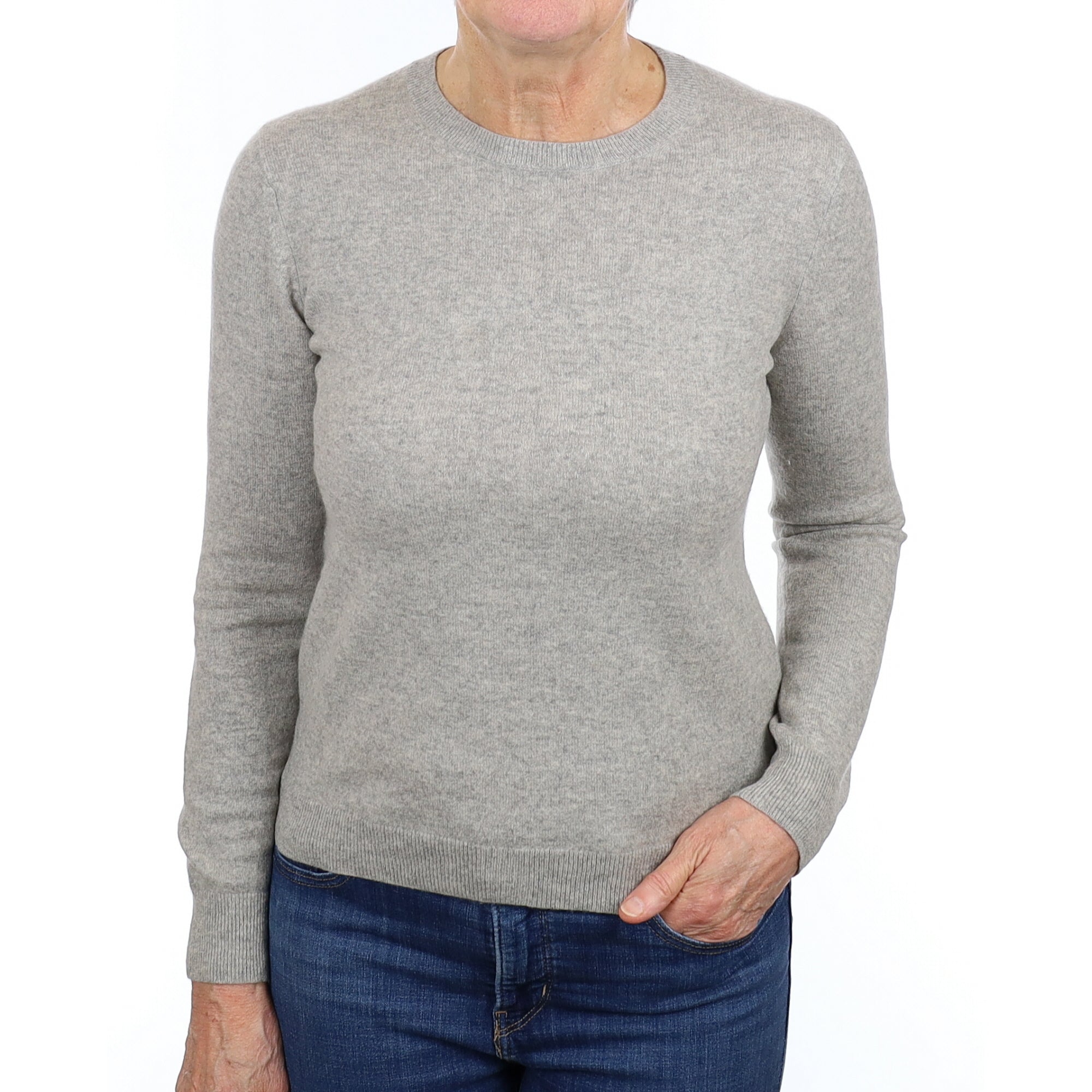 Smoke Grey Cashmere Crew Neck Jumper Medium
