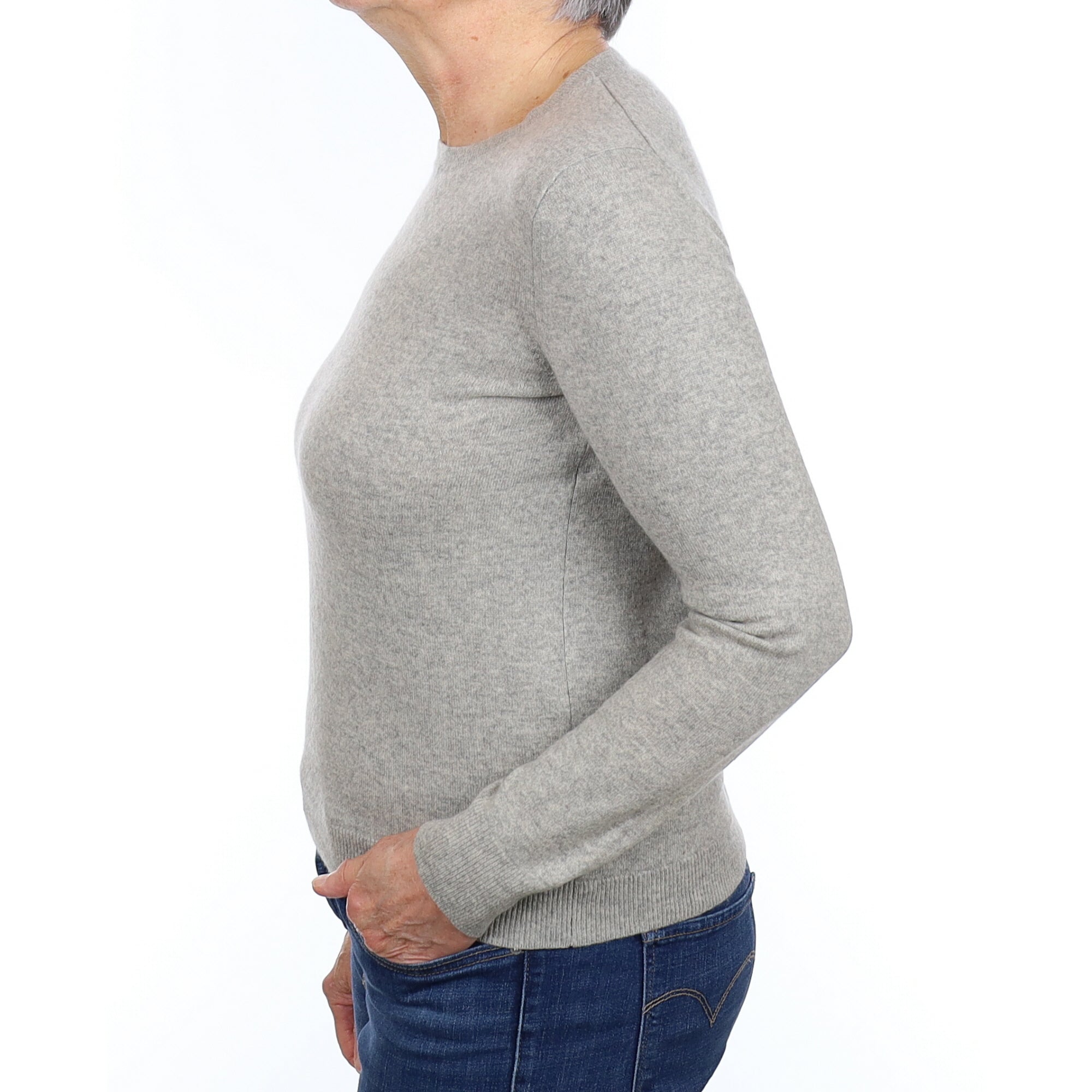 Smoke Grey Cashmere Crew Neck Jumper Medium