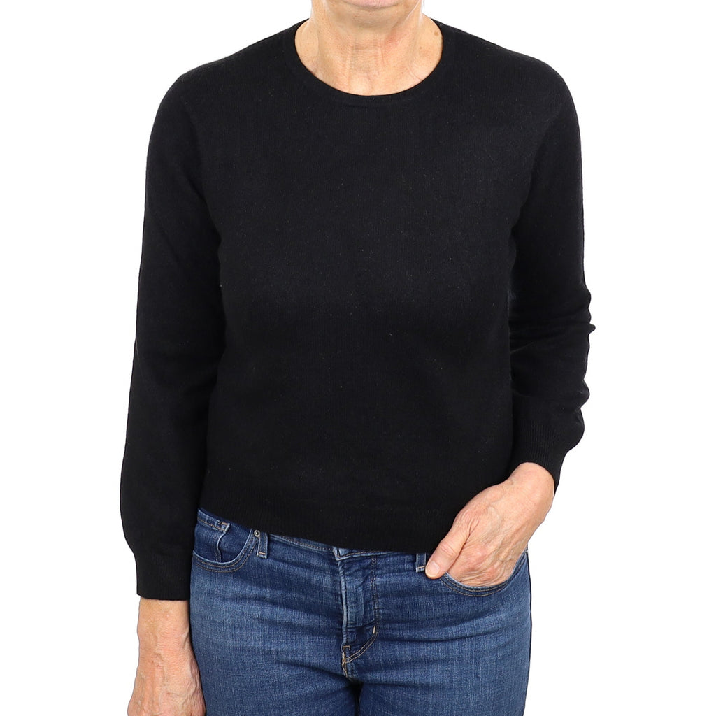 Black Cashmere Crew Neck Jumper Medium