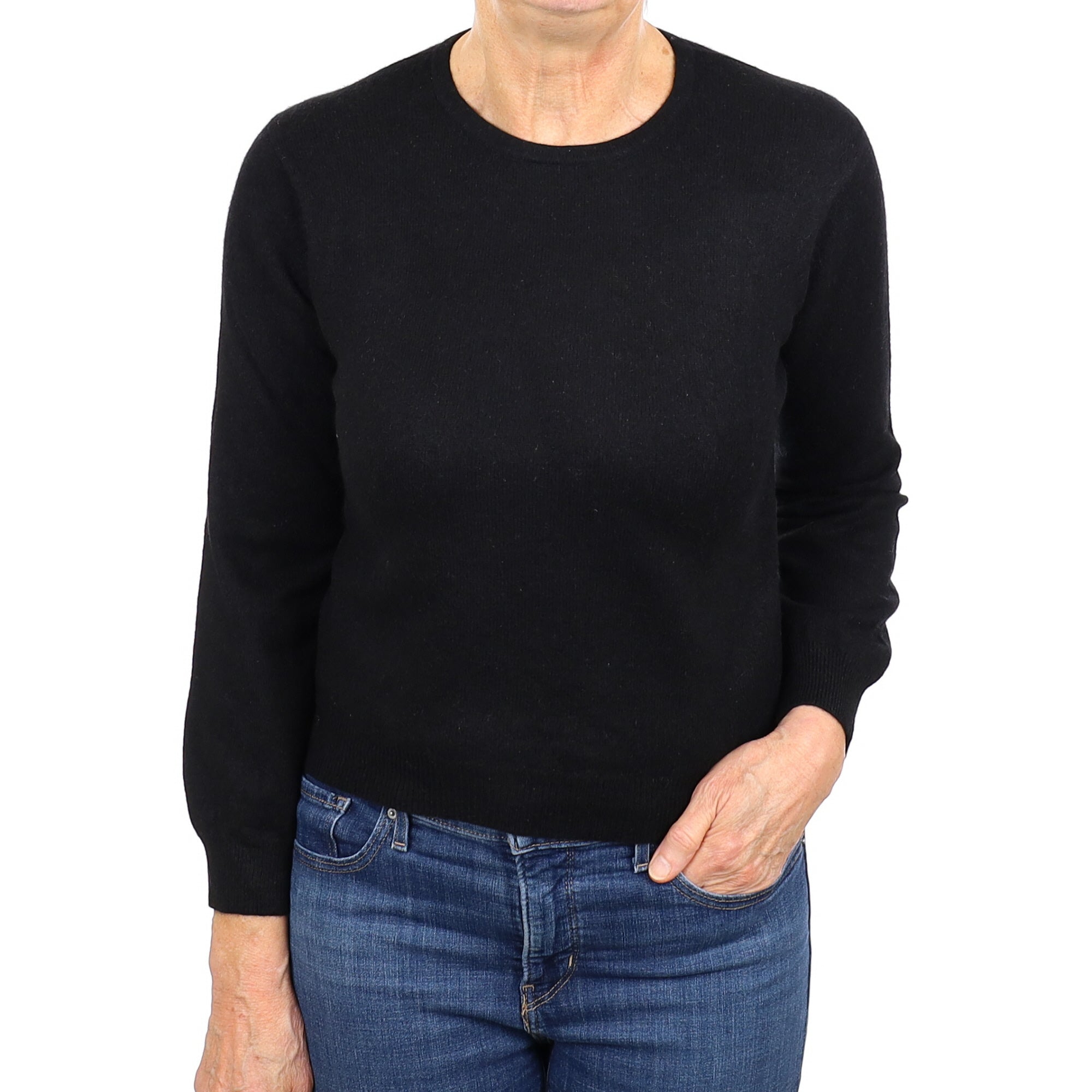 Black Cashmere Crew Neck Jumper Medium