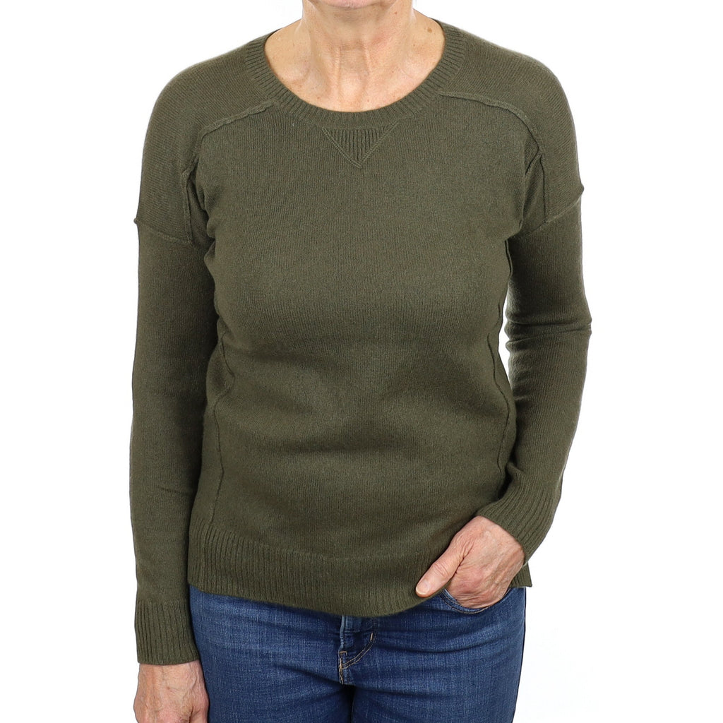 Khaki Green Cashmere Crew Neck Jumper Medium