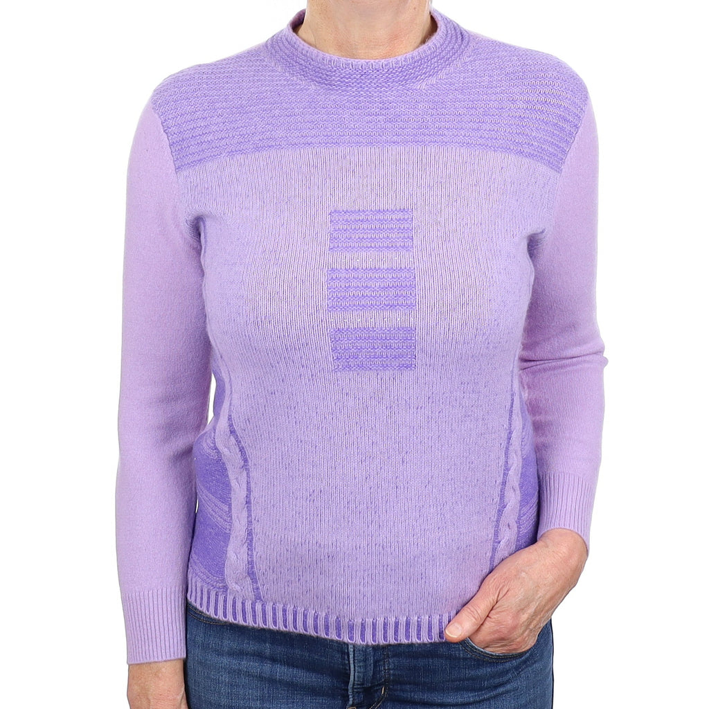 Two Tone Lavender Cashmere Turtleneck Jumper Medium