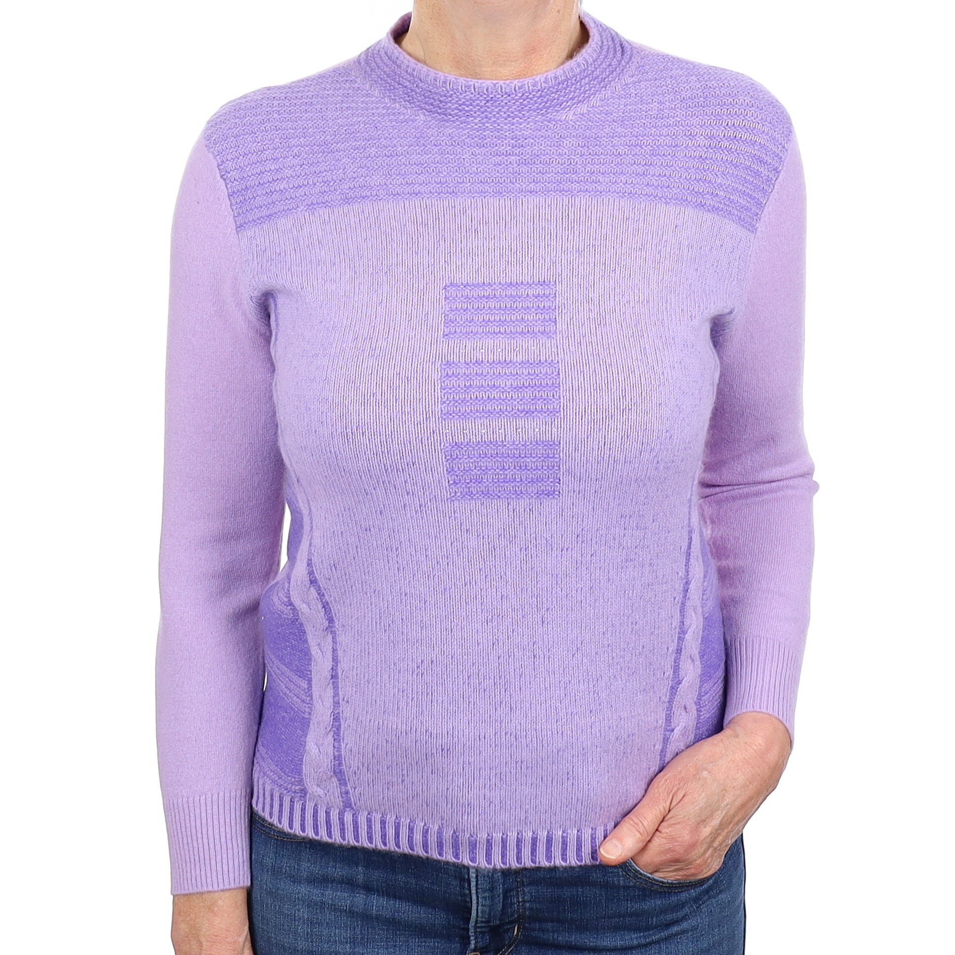 Two Tone Lavender Cashmere Turtleneck Jumper Medium