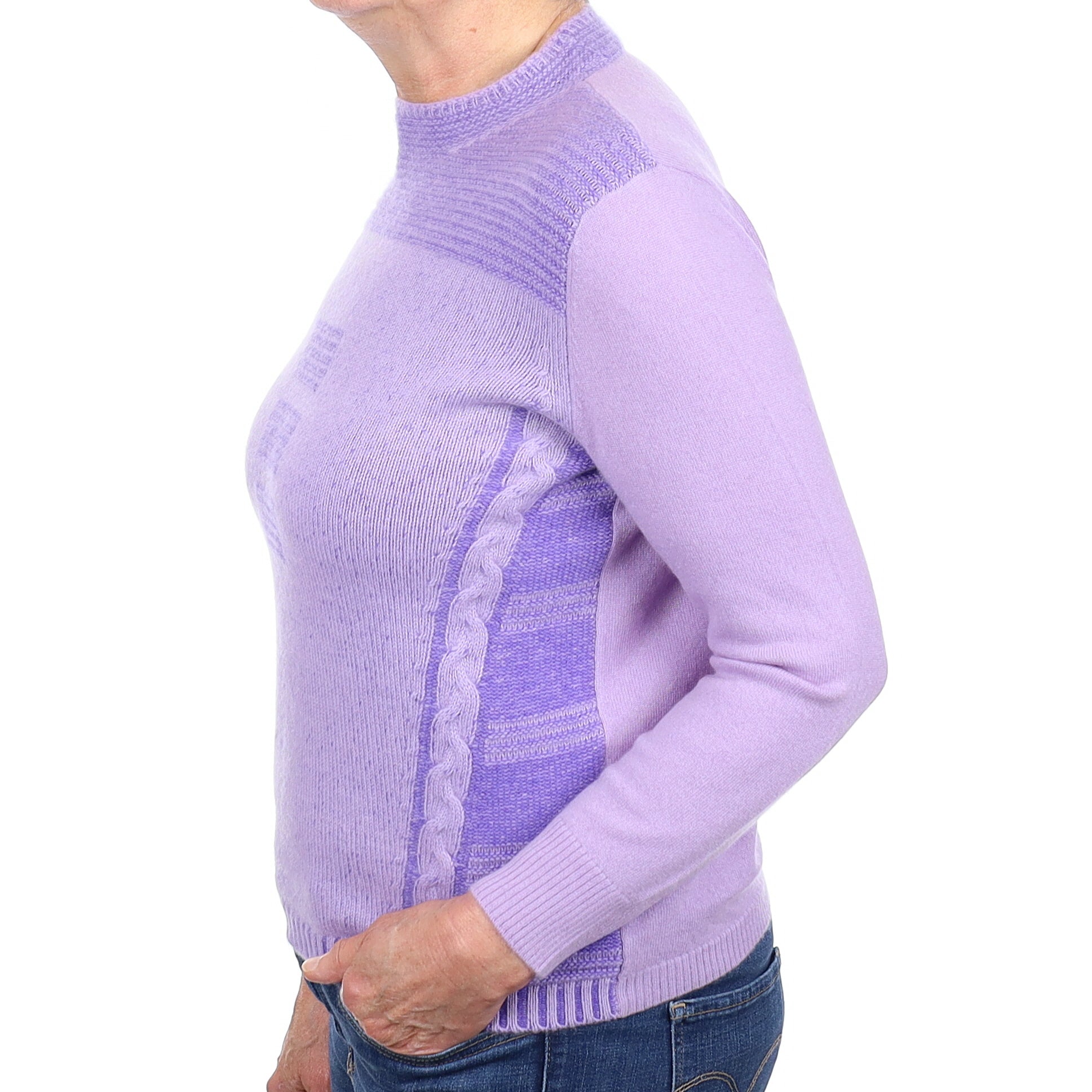 Two Tone Lavender Cashmere Turtleneck Jumper Medium