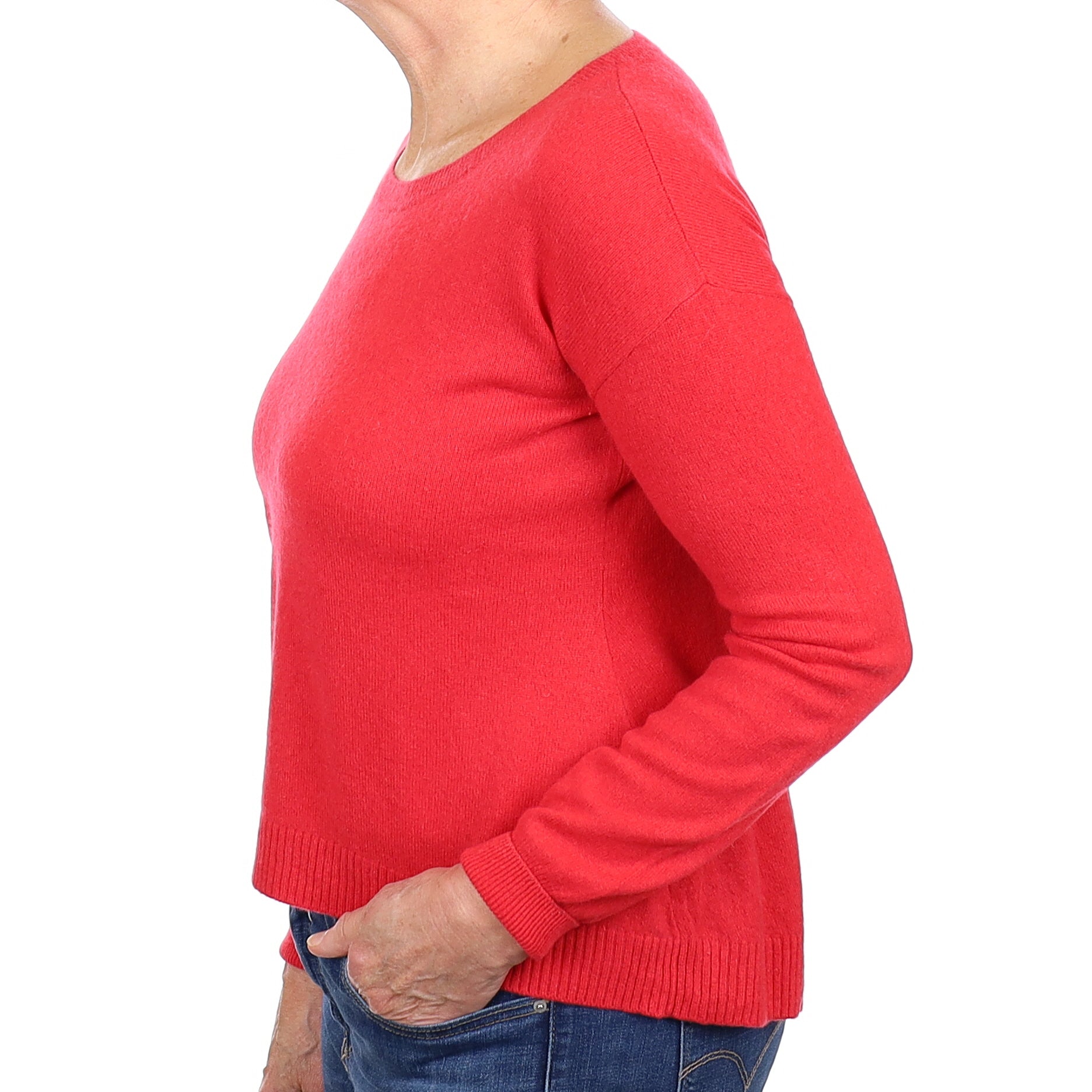 Cranberry Red Cashmere Crew Neck Jumper Medium