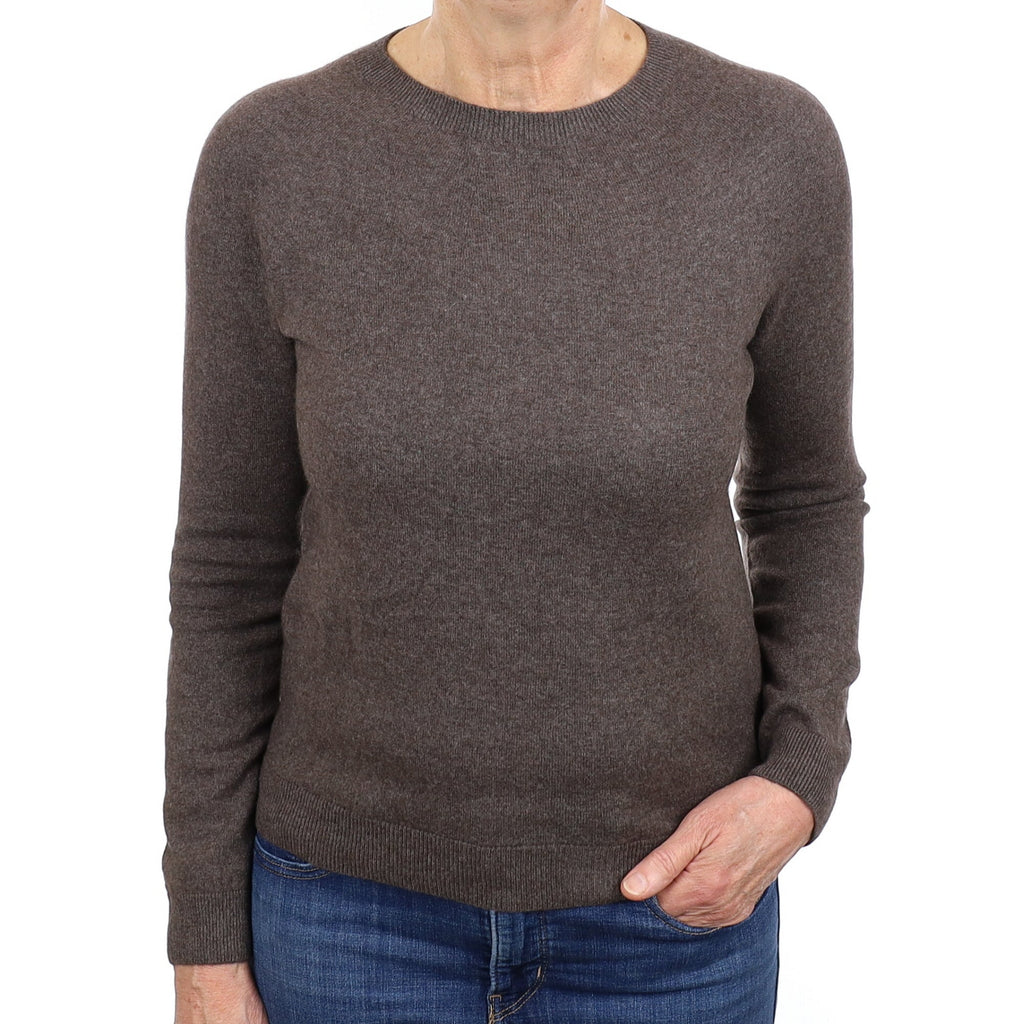 Mole Brown Cashmere Crew Neck Jumper Medium