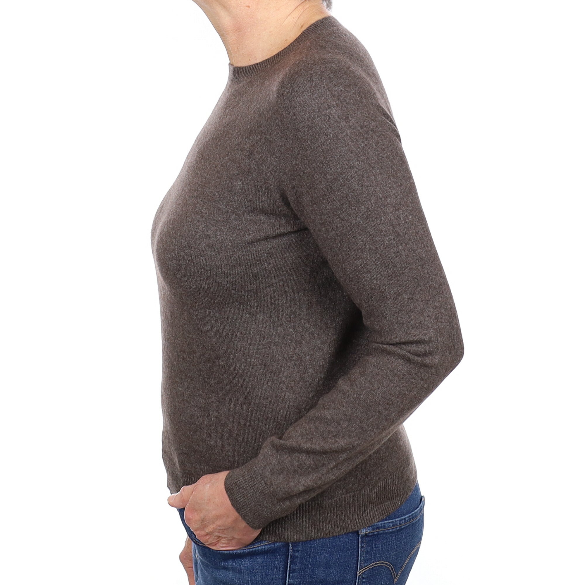 Mole Brown Cashmere Crew Neck Jumper Medium