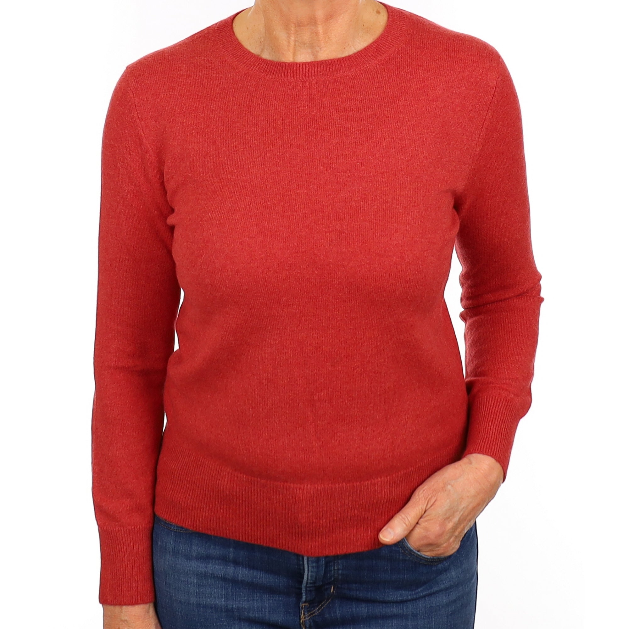 Paprika Red Cashmere Crew Neck Jumper Medium