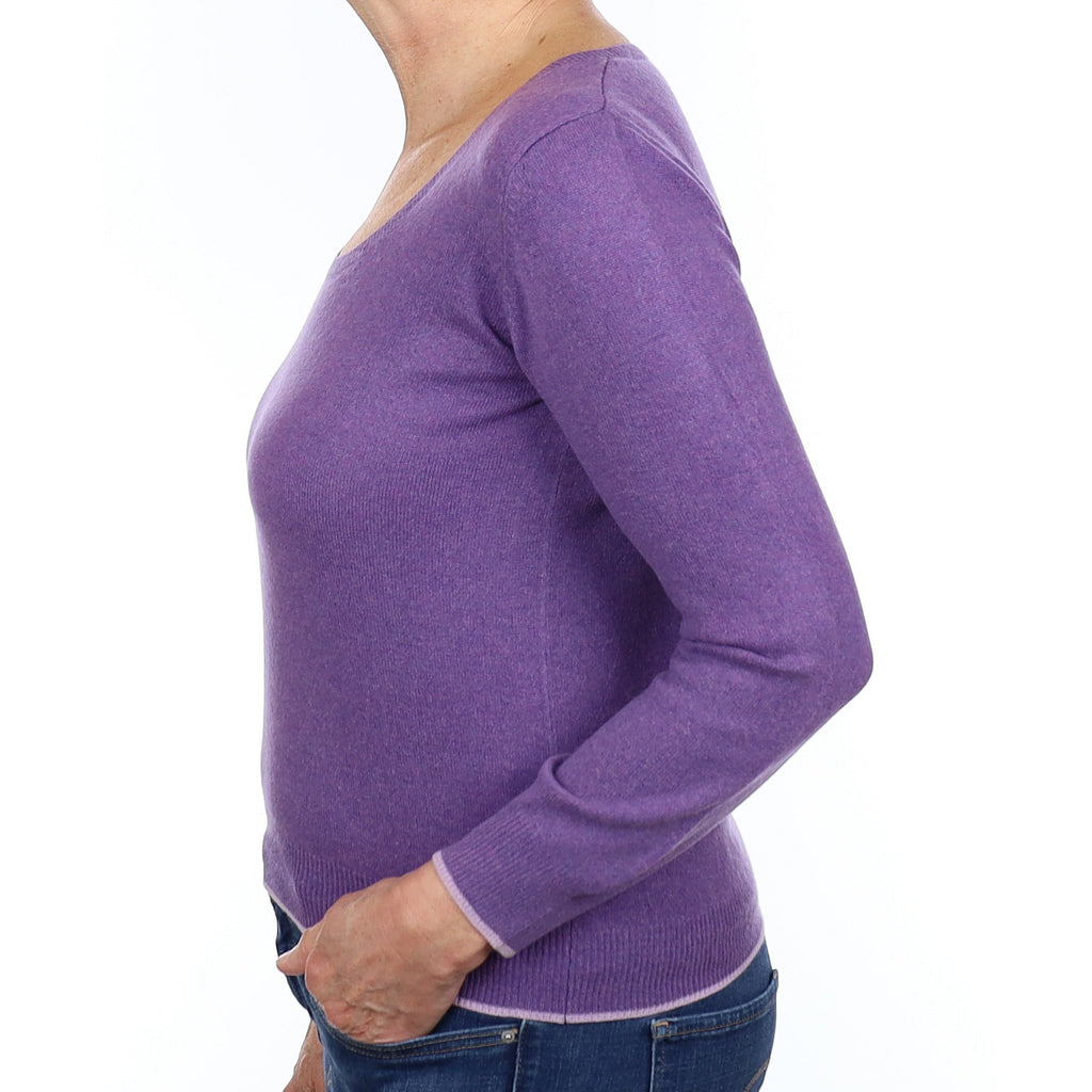 Amethyst Purple Cashmere Scoop Neck Jumper Medium
