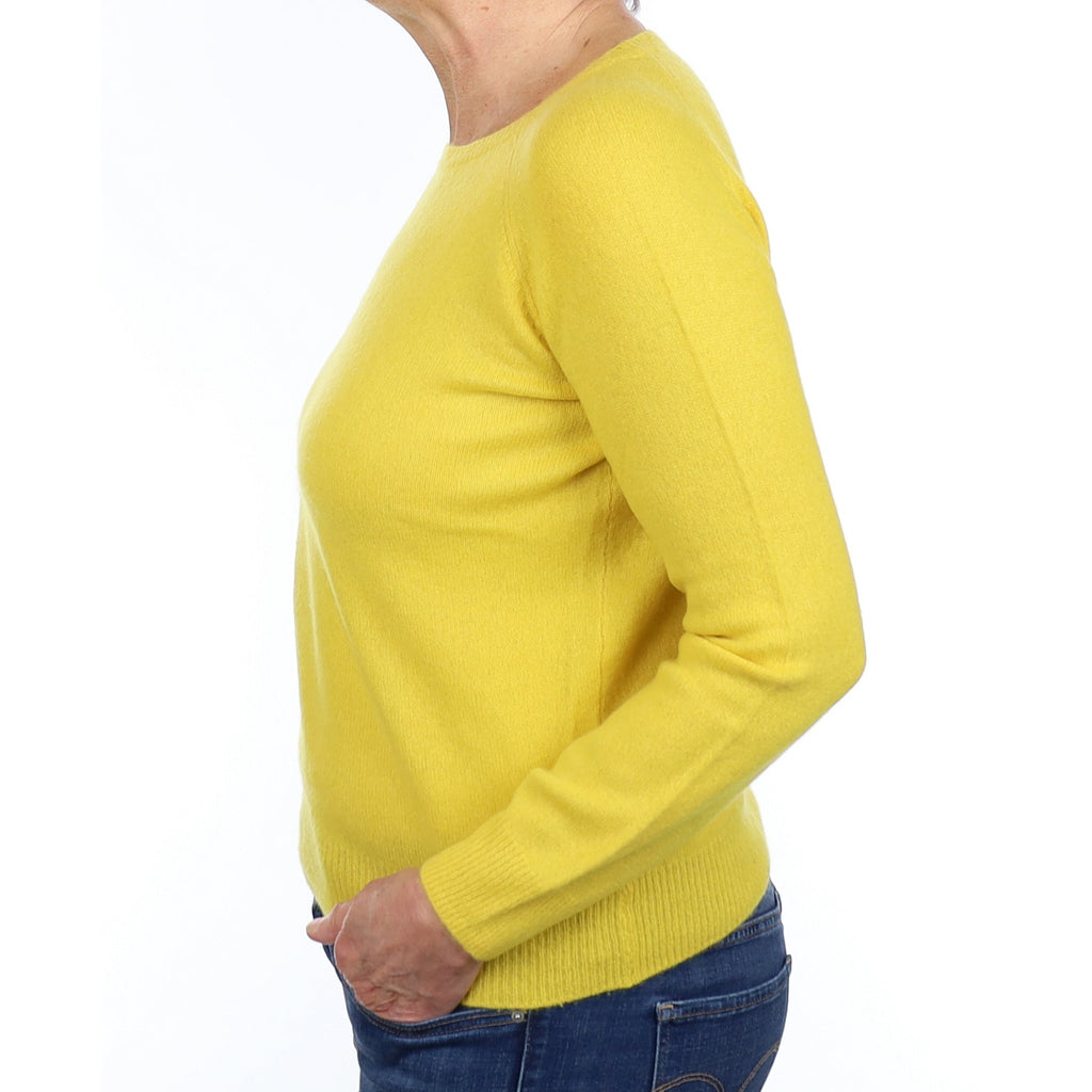 Pineapple Yellow Cashmere Boxy Crew Neck Jumper Medium
