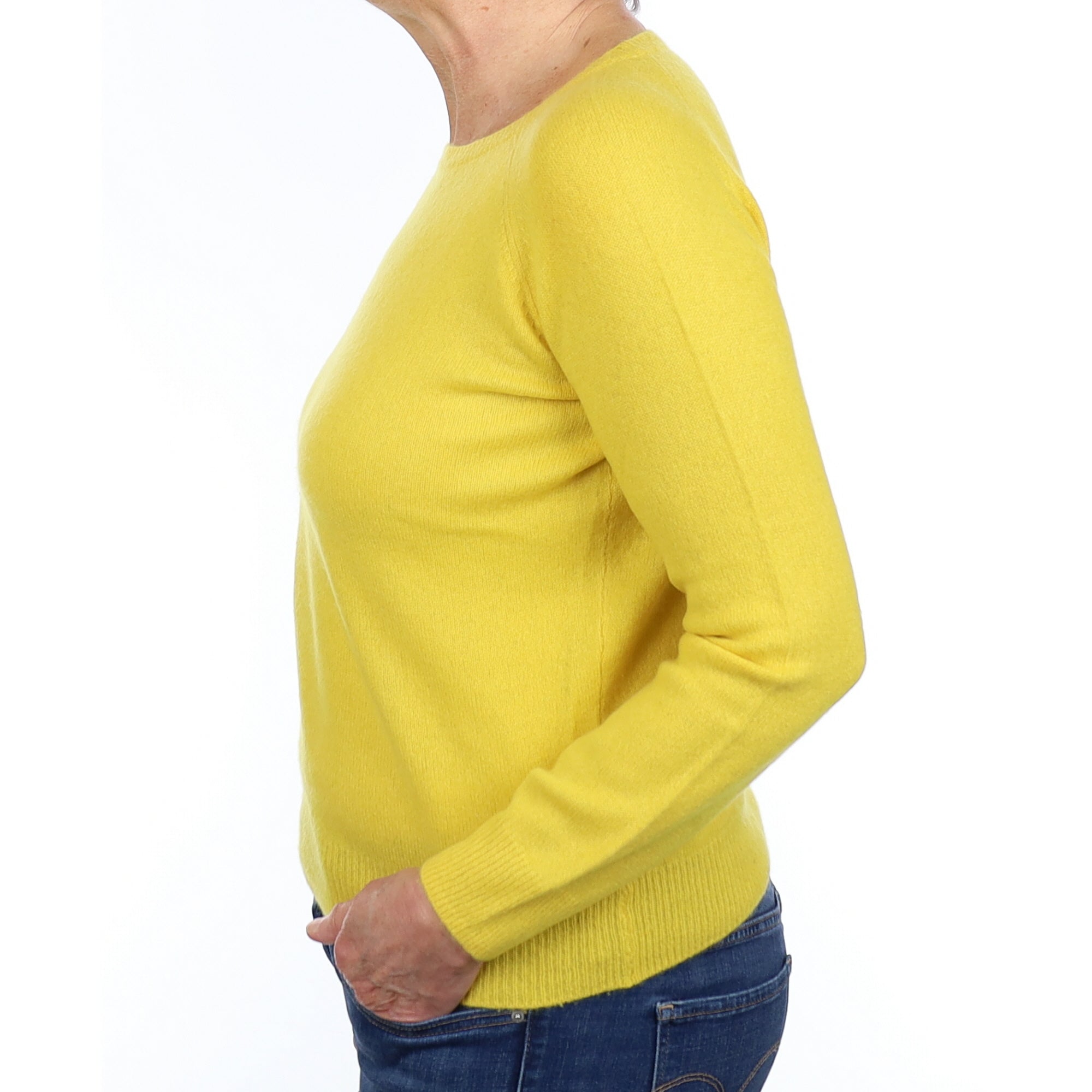 Pineapple Yellow Cashmere Boxy Crew Neck Jumper Medium