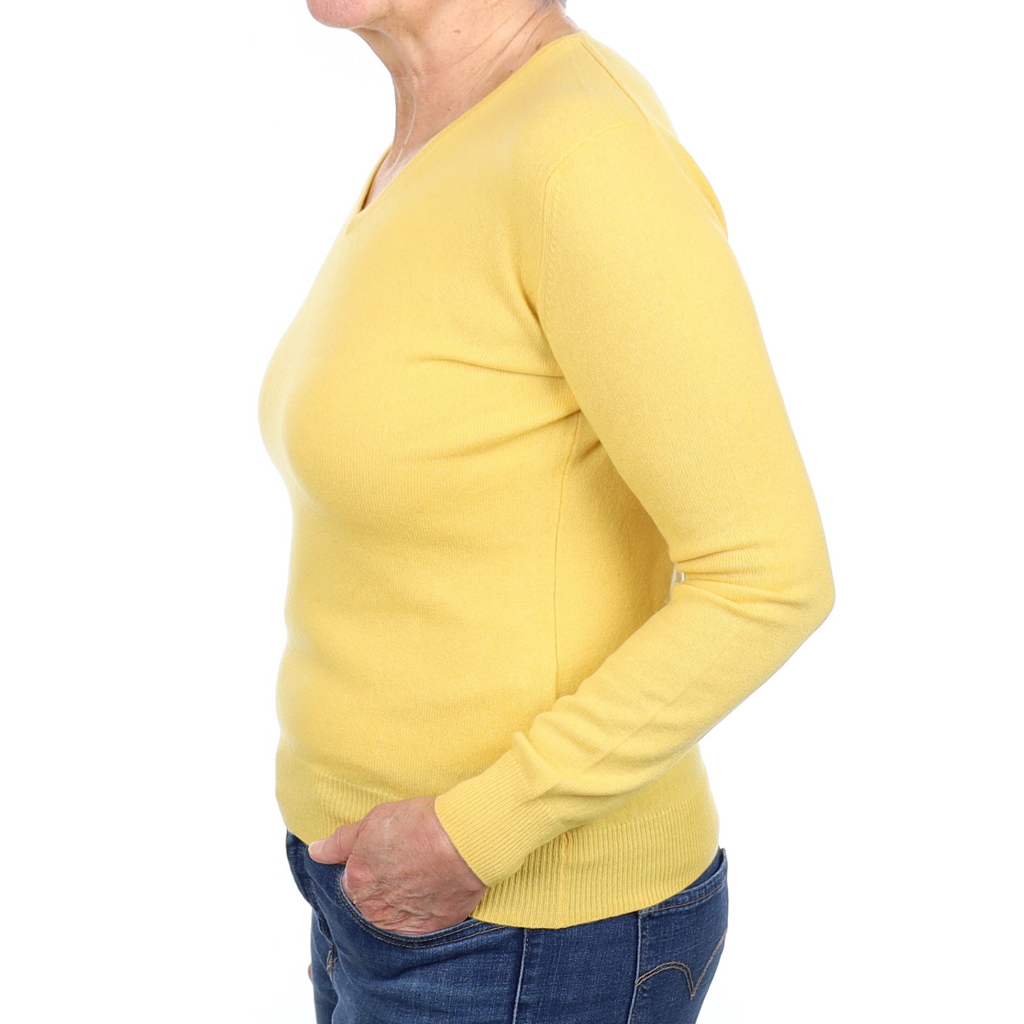 Pineapple Yellow Cashmere V Neck Jumper Medium